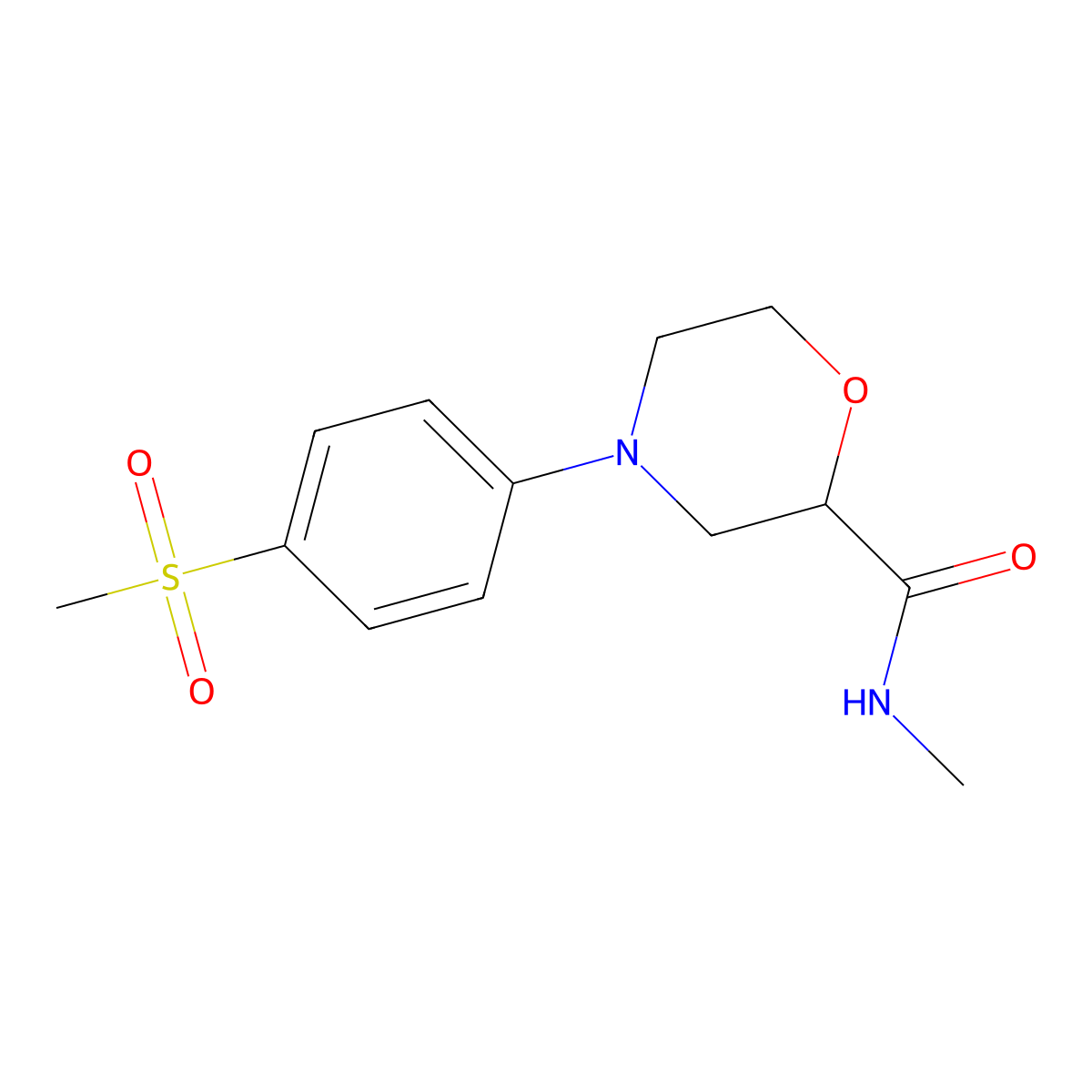 4-(4-methanesulfonylphenyl)-N-methylmorpholine-2-carboxamide molecular structure, CAS 2877676-51-0