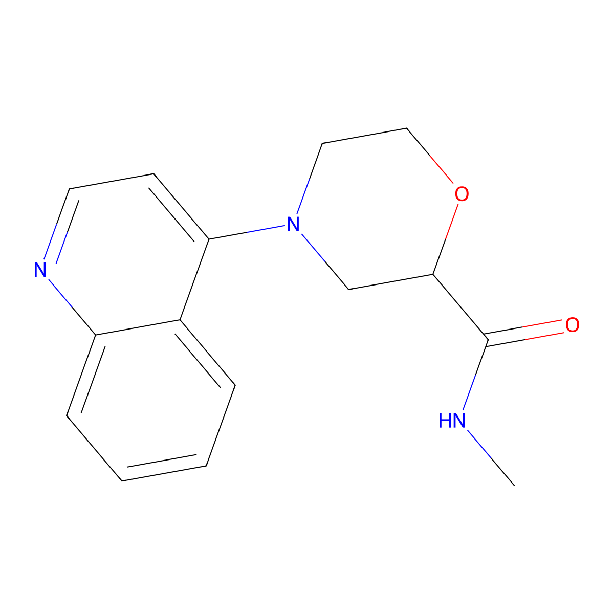 N-methyl-4-(quinolin-4-yl)morpholine-2-carboxamide molecular structure, CAS 2877676-52-1