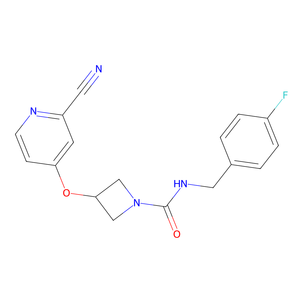 3-[(2-cyanopyridin-4-yl)oxy]-N-[(4-fluorophenyl)methyl]azetidine-1-carboxamide molecular structure, CAS 2877680-52-7
