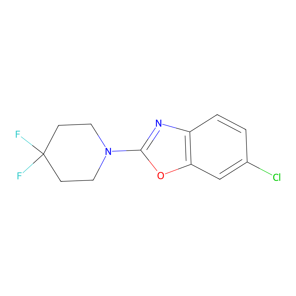 6-Chloro-2-(4,4-difluoropiperidin-1-yl)-1,3-benzoxazole molecular structure, CAS 2877680-53-8
