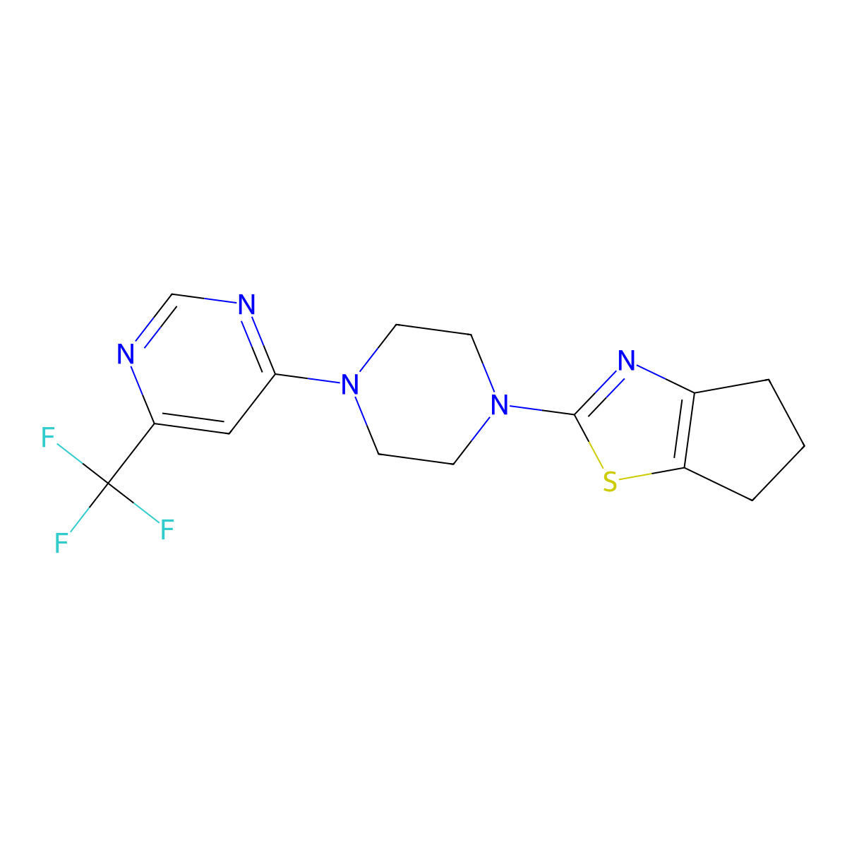 4-(4-{4H,5H,6H-cyclopenta[d][1,3]thiazol-2-yl}piperazin-1-yl)-6-(trifluoromethyl)pyrimidine molecular structure, CAS 2877680-56-1
