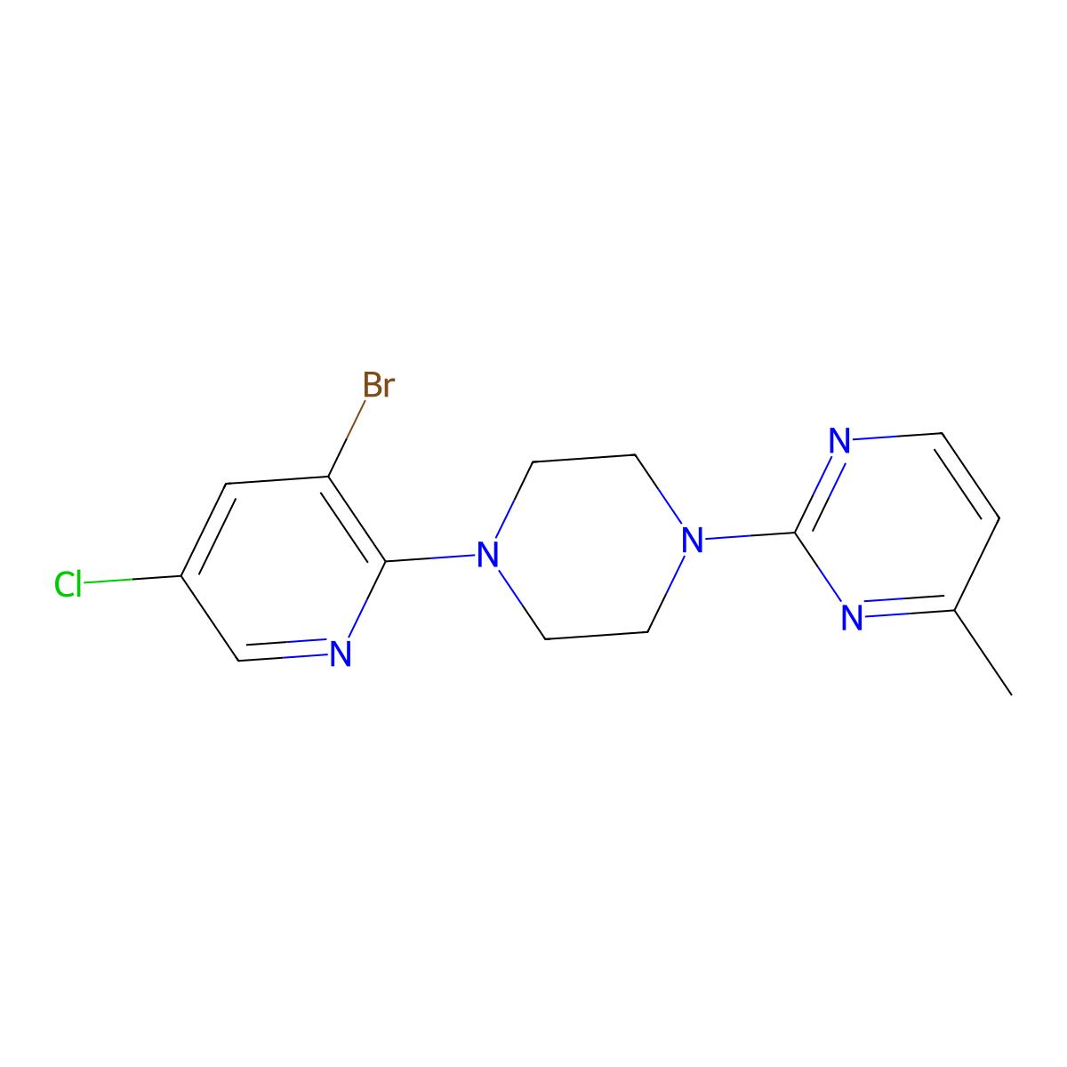 2-[4-(3-Bromo-5-chloropyridin-2-yl)piperazin-1-yl]-4-methylpyrimidine molecular structure, CAS 2877680-57-2