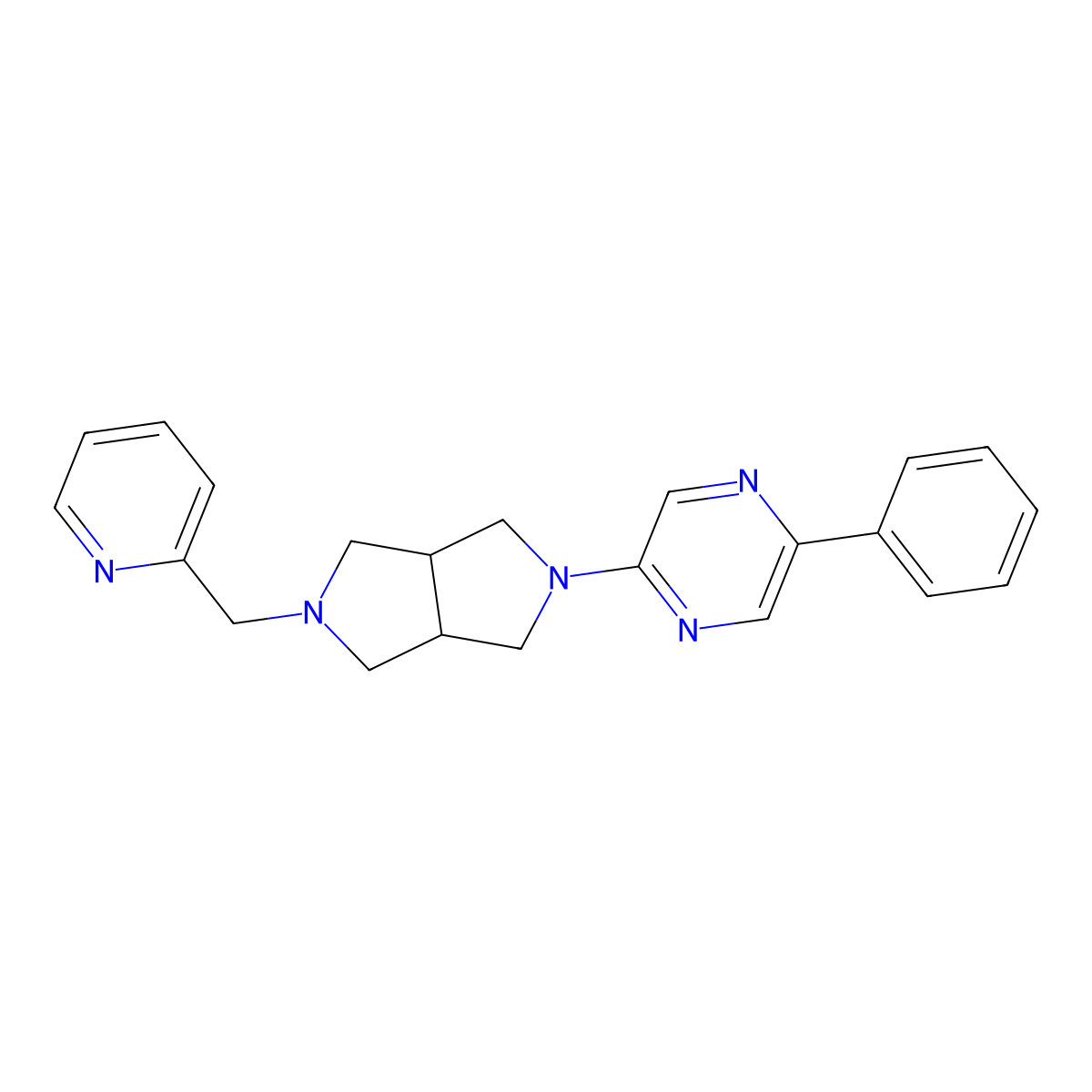 2-Phenyl-5-{5-[(pyridin-2-yl)methyl]-octahydropyrrolo[3,4-c]pyrrol-2-yl}pyrazine molecular structure, CAS 2877680-60-7