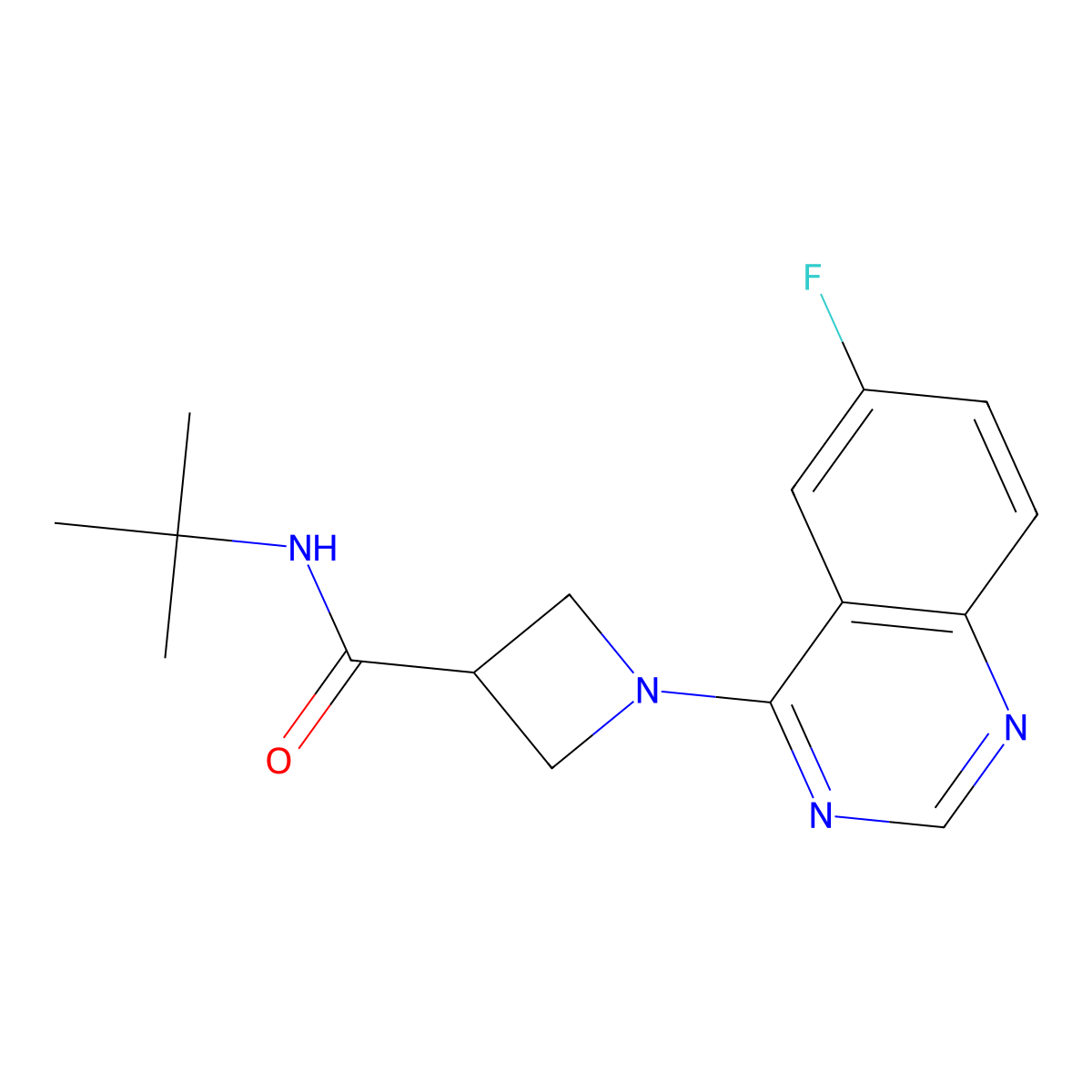 N-tert-butyl-1-(6-fluoroquinazolin-4-yl)azetidine-3-carboxamide molecular structure, CAS 2877680-62-9