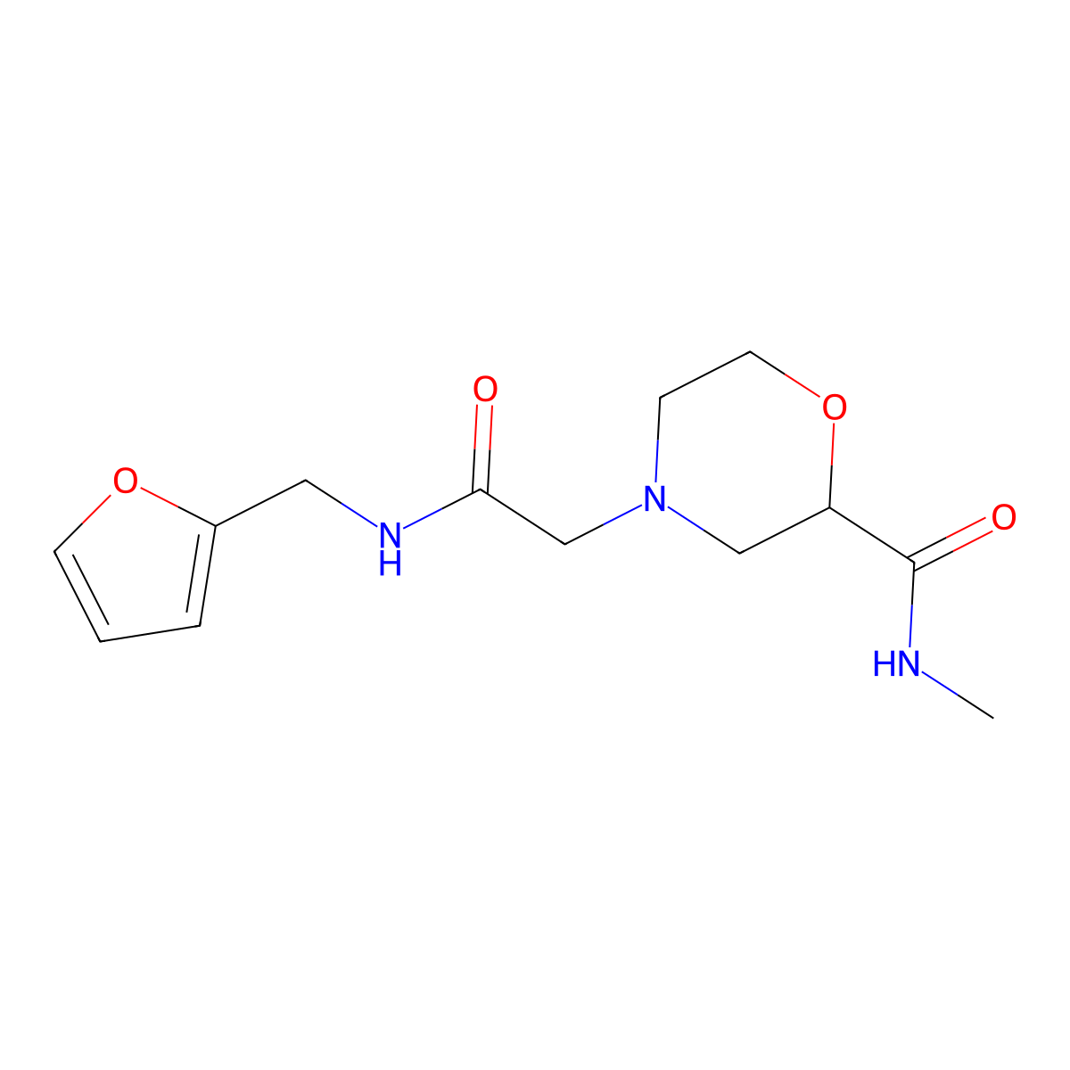 4-({[(furan-2-yl)methyl]carbamoyl}methyl)-N-methylmorpholine-2-carboxamide molecular structure, CAS 2877680-65-2