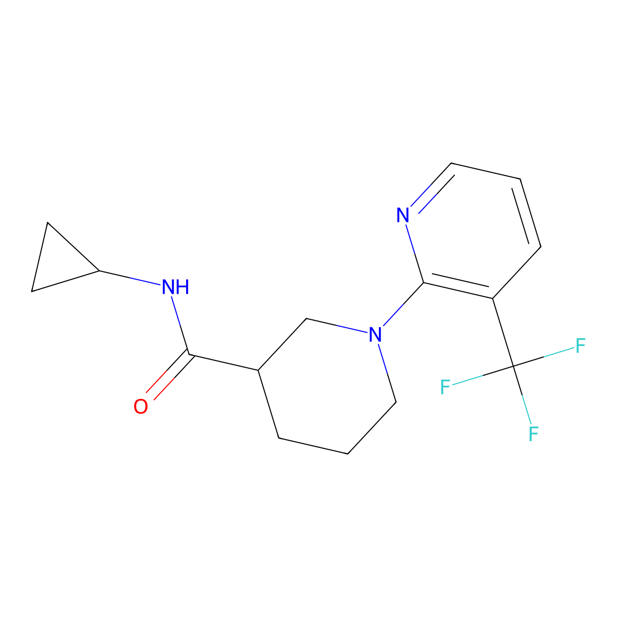 N-cyclopropyl-1-[3-(trifluoromethyl)pyridin-2-yl]piperidine-3-carboxamide molecular structure, CAS 2877680-67-4