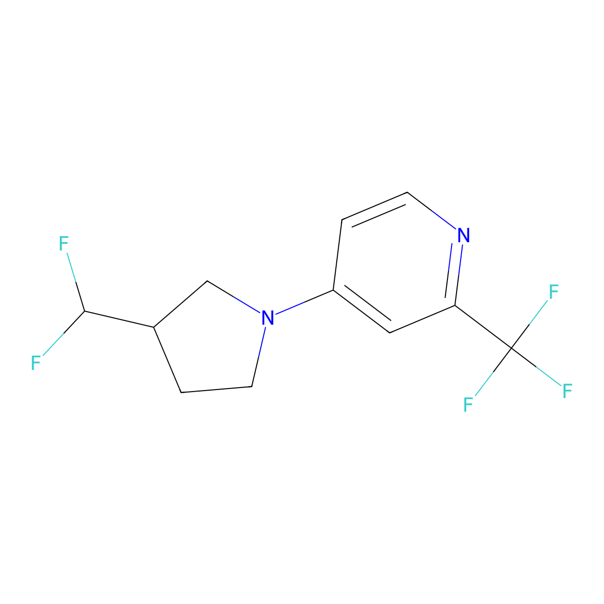 4-[3-(Difluoromethyl)pyrrolidin-1-yl]-2-(trifluoromethyl)pyridine molecular structure, CAS 2877680-70-9