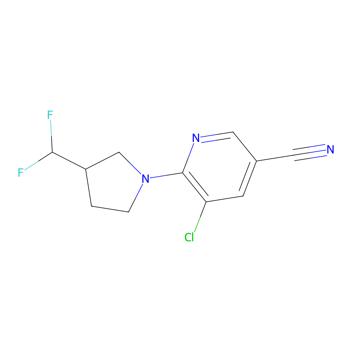 5-Chloro-6-[3-(difluoromethyl)pyrrolidin-1-yl]pyridine-3-carbonitrile molecular structure, CAS 2877680-74-3
