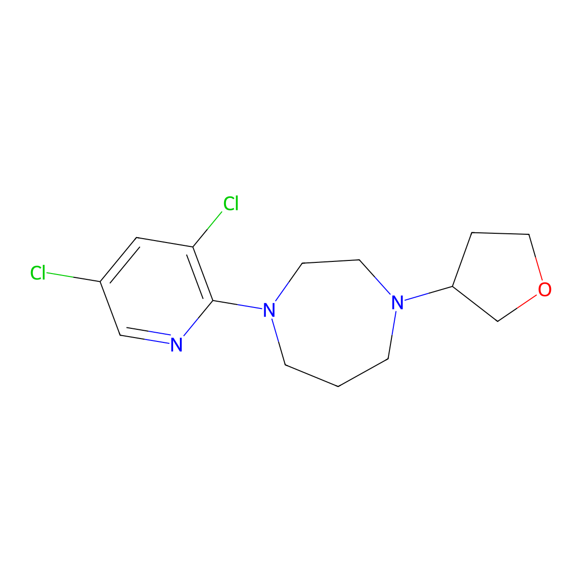 1-(3,5-Dichloropyridin-2-yl)-4-(oxolan-3-yl)-1,4-diazepane molecular structure, CAS 2877680-81-2