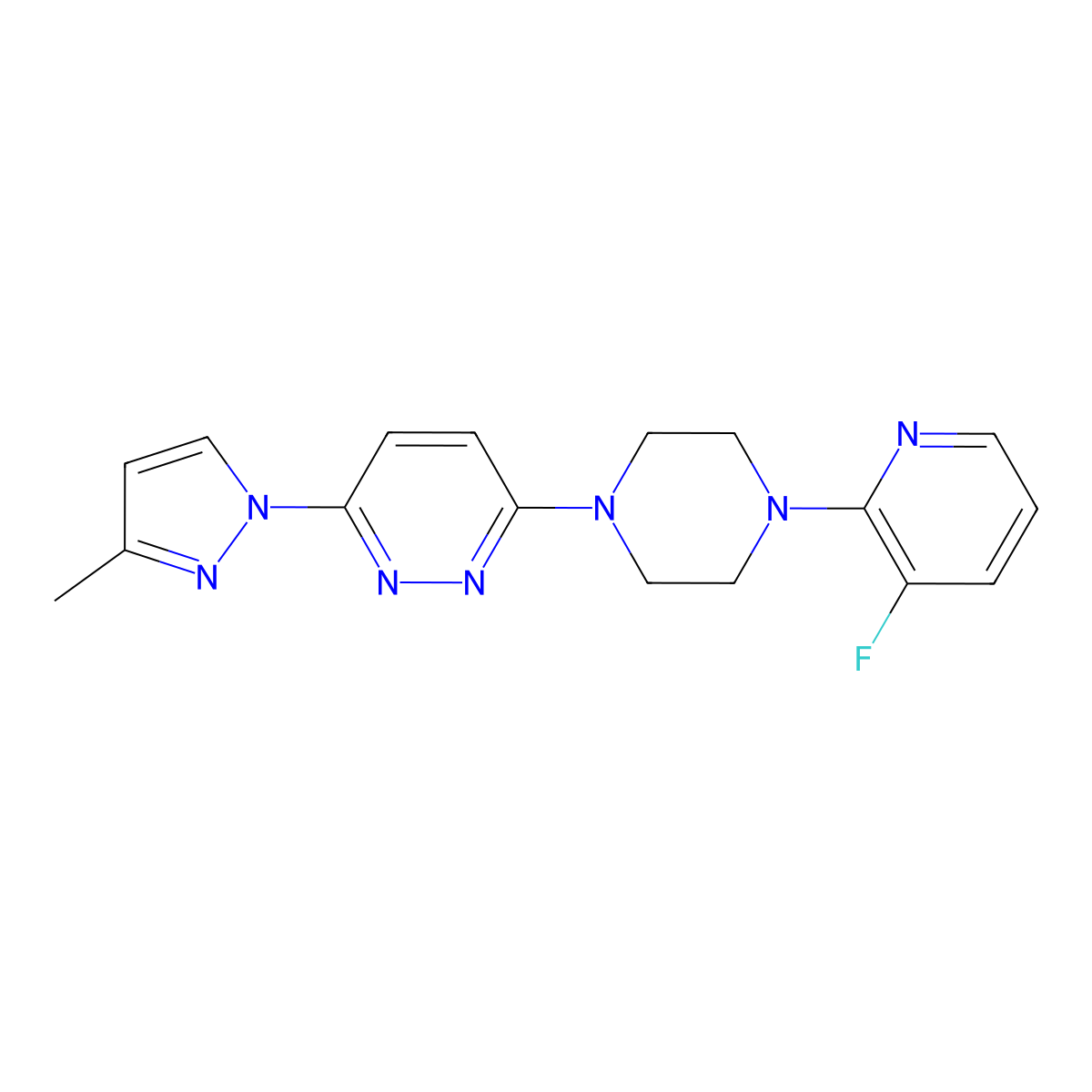 3-[4-(3-fluoropyridin-2-yl)piperazin-1-yl]-6-(3-methyl-1H-pyrazol-1-yl)pyridazine molecular structure, CAS 2877680-84-5