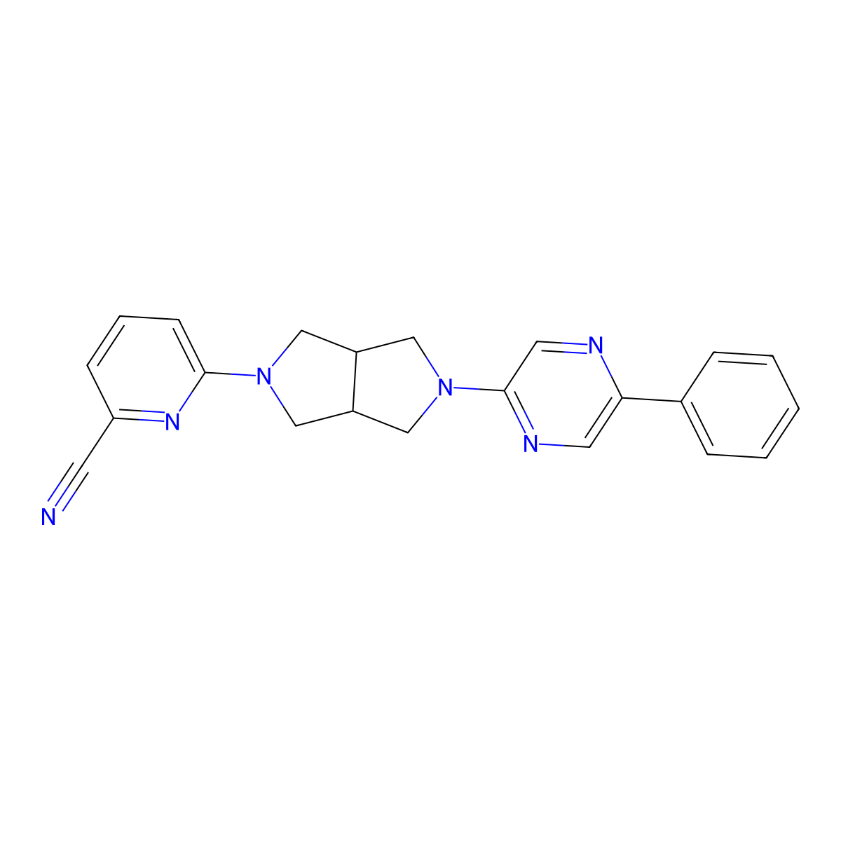6-[5-(5-Phenylpyrazin-2-yl)-octahydropyrrolo[3,4-c]pyrrol-2-yl]pyridine-2-carbonitrile molecular structure, CAS 2877680-85-6