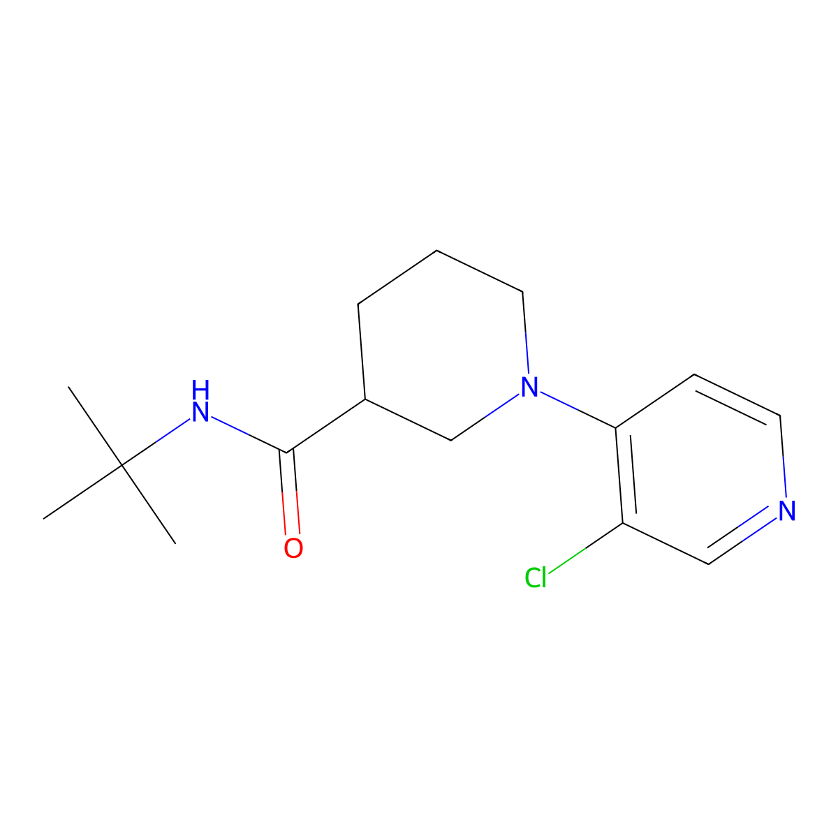 N-tert-butyl-1-(3-chloropyridin-4-yl)piperidine-3-carboxamide molecular structure, CAS 2877680-86-7