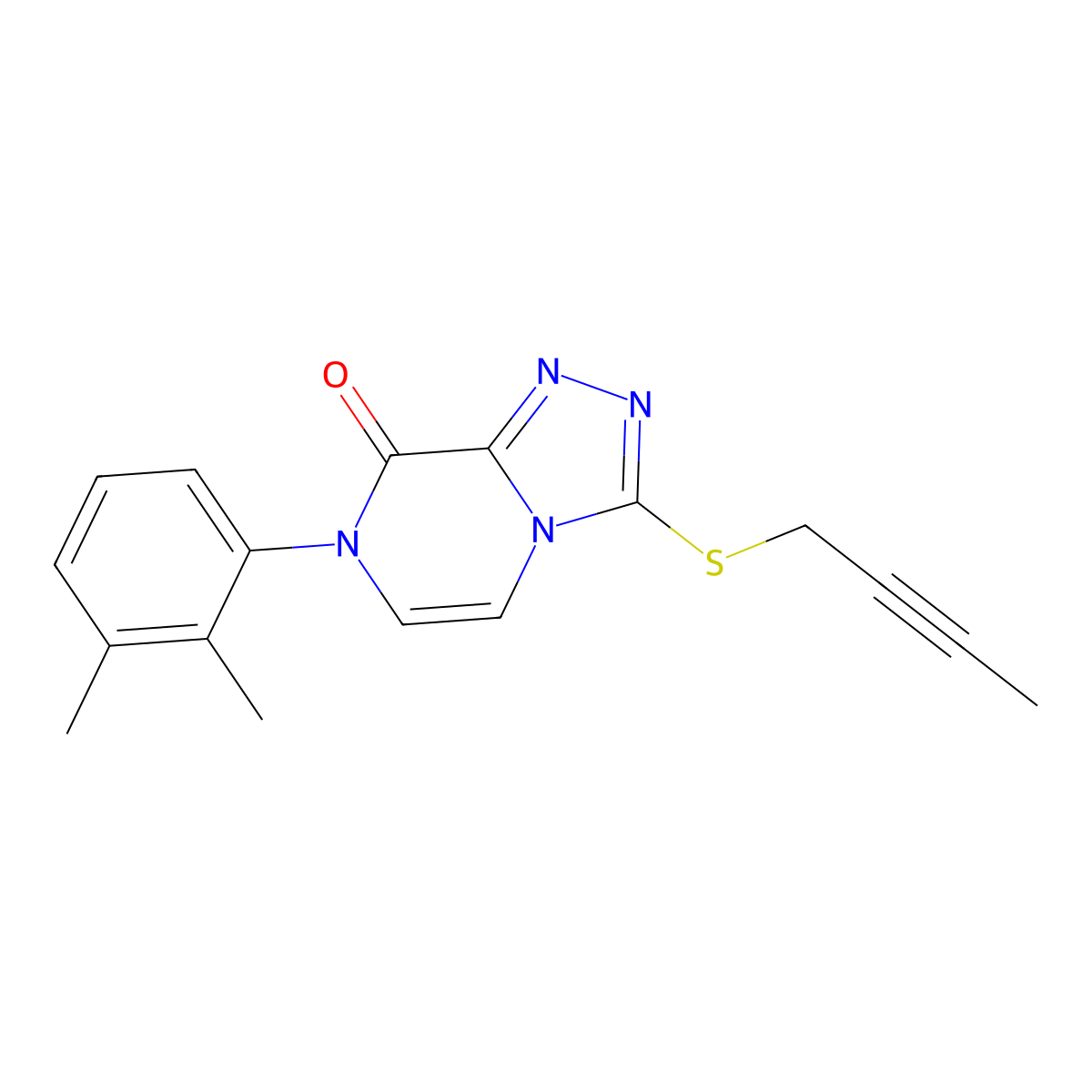 3-(but-2-yn-1-ylsulfanyl)-7-(2,3-dimethylphenyl)-7H,8H-[1,2,4]triazolo[4,3-a]pyrazin-8-one molecular structure, CAS 2877680-92-5