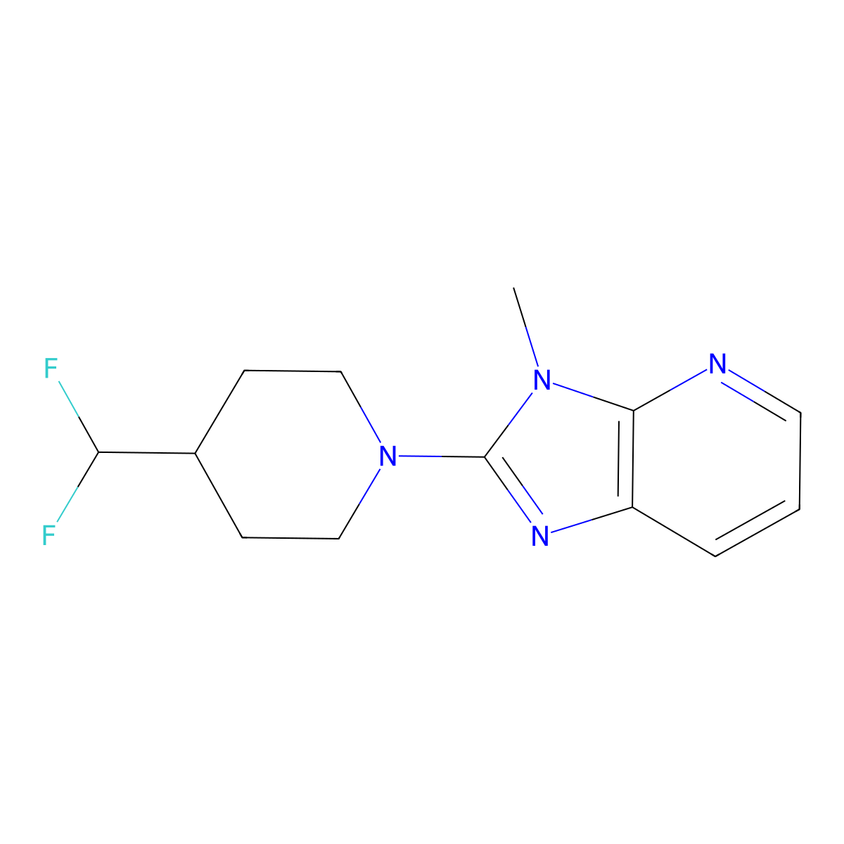 4-(difluoromethyl)-1-{3-methyl-3H-imidazo[4,5-b]pyridin-2-yl}piperidine molecular structure, CAS 2877680-93-6