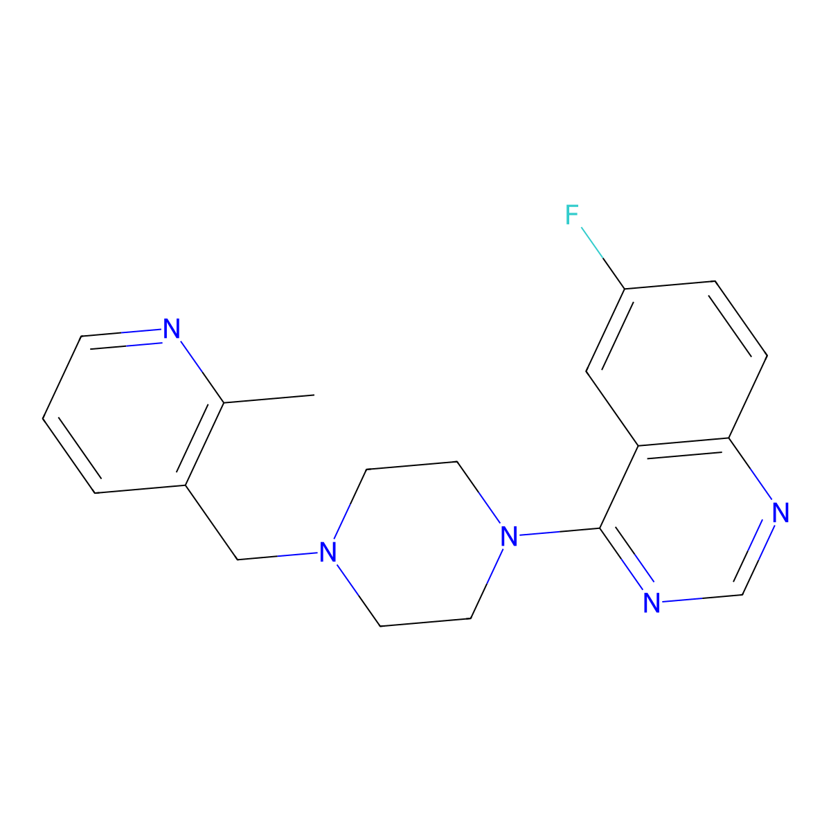 6-Fluoro-4-{4-[(2-methylpyridin-3-yl)methyl]piperazin-1-yl}quinazoline molecular structure, CAS 2877680-97-0