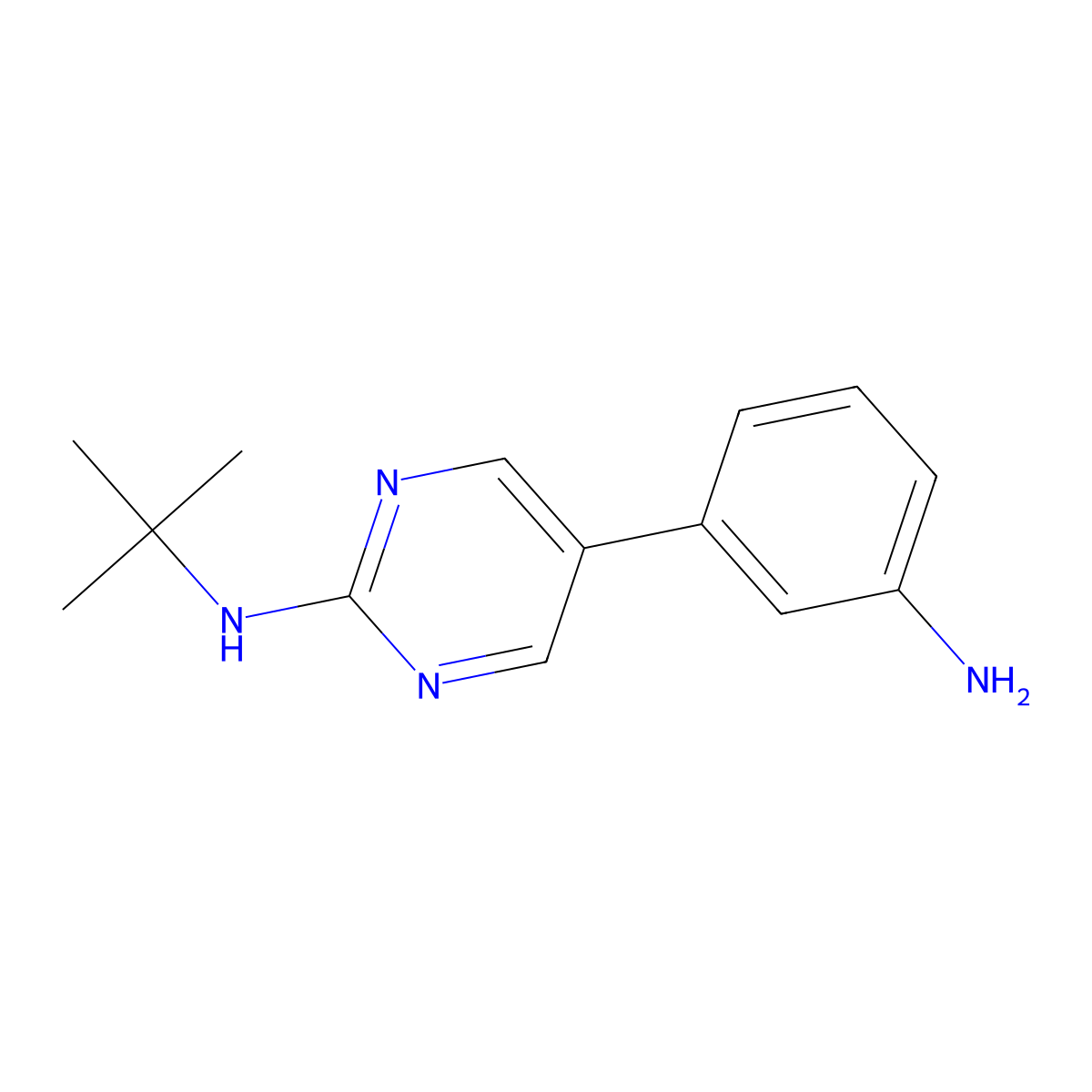 5-(3-aminophenyl)-N-tert-butylpyrimidin-2-amine molecular structure, CAS 2877680-98-1