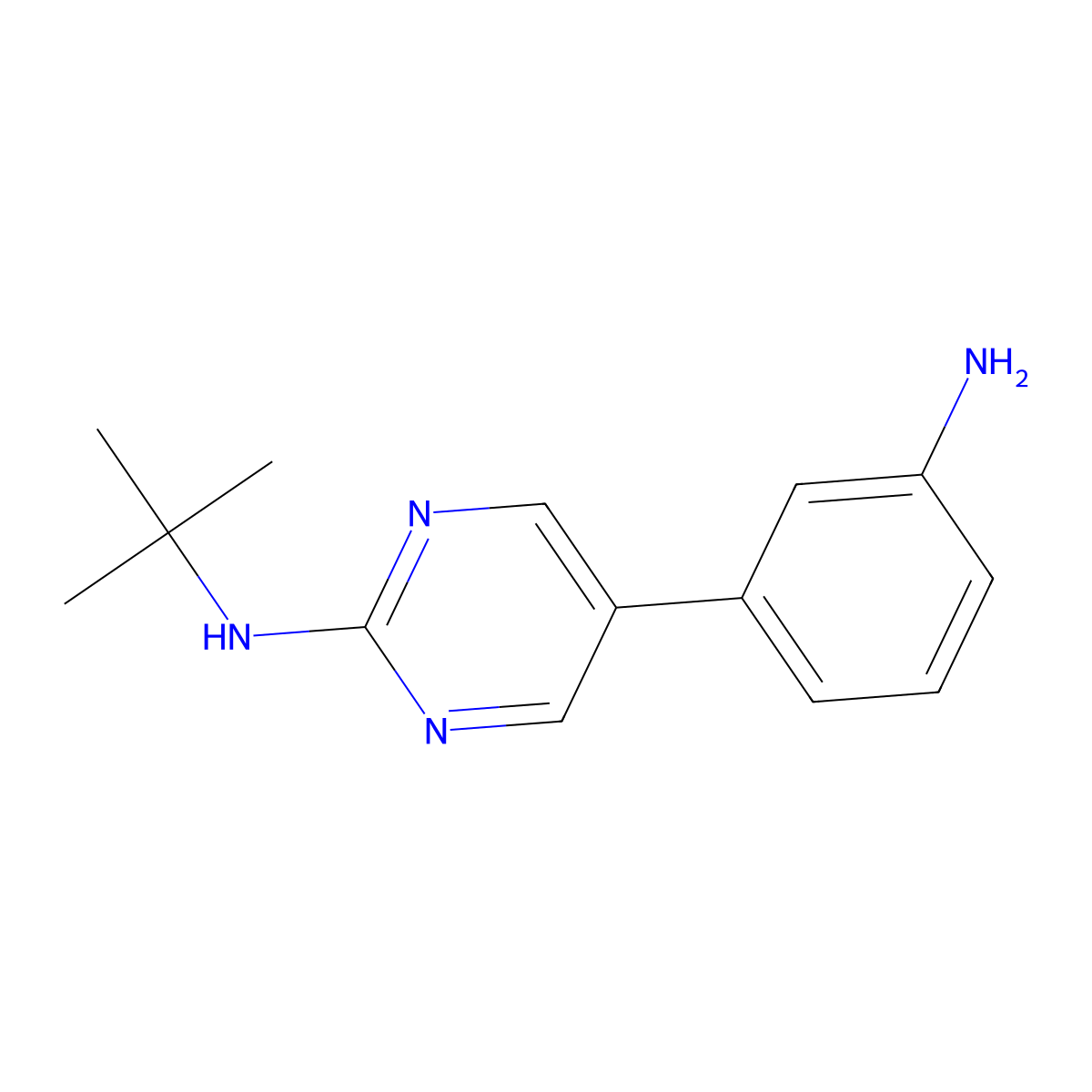 5-(3-aminophenyl)-N-tert-butylpyrimidin-2-amine molecular structure, CAS 2877680-98-1