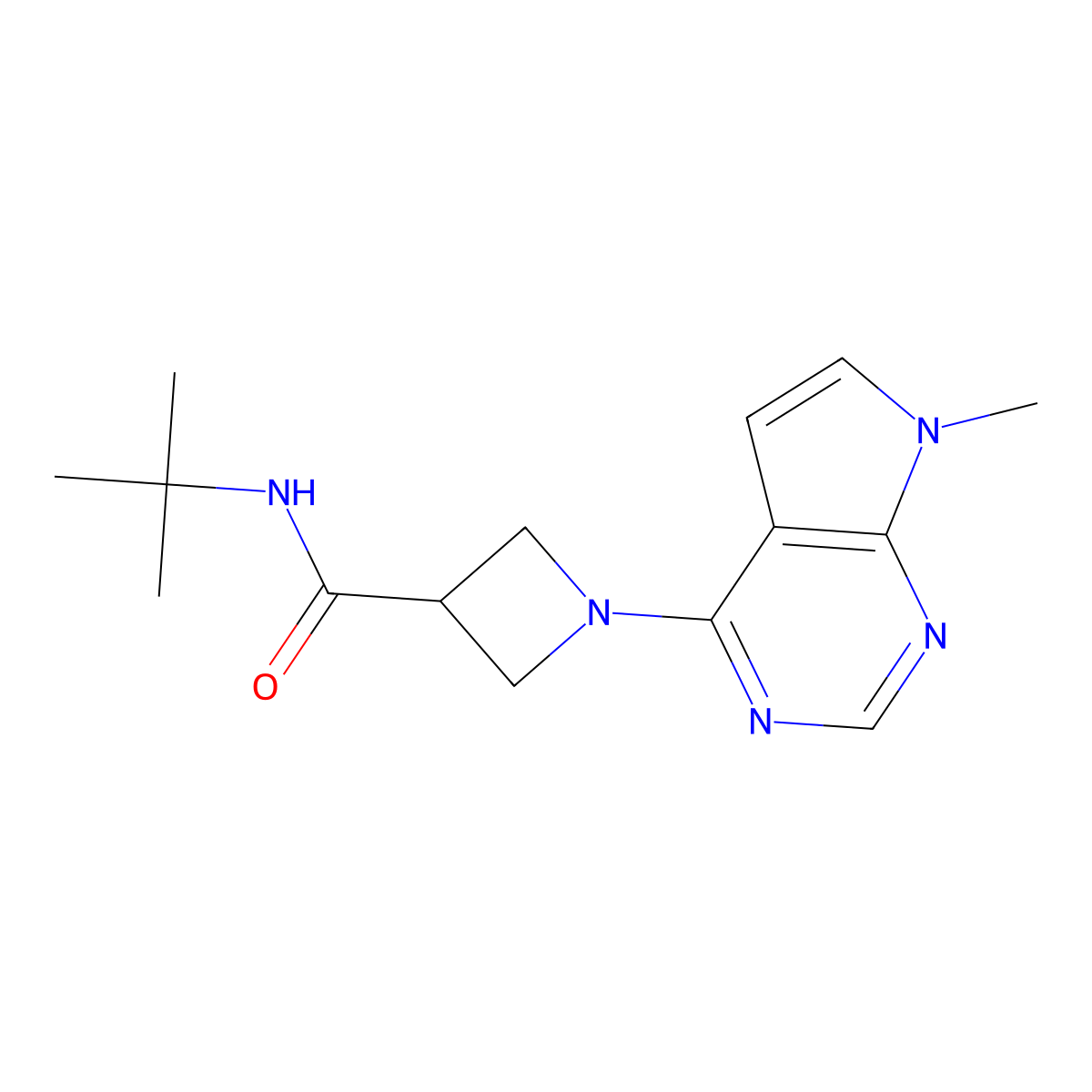 N-tert-butyl-1-{7-methyl-7H-pyrrolo[2,3-d]pyrimidin-4-yl}azetidine-3-carboxamide molecular structure, CAS 2877680-99-2