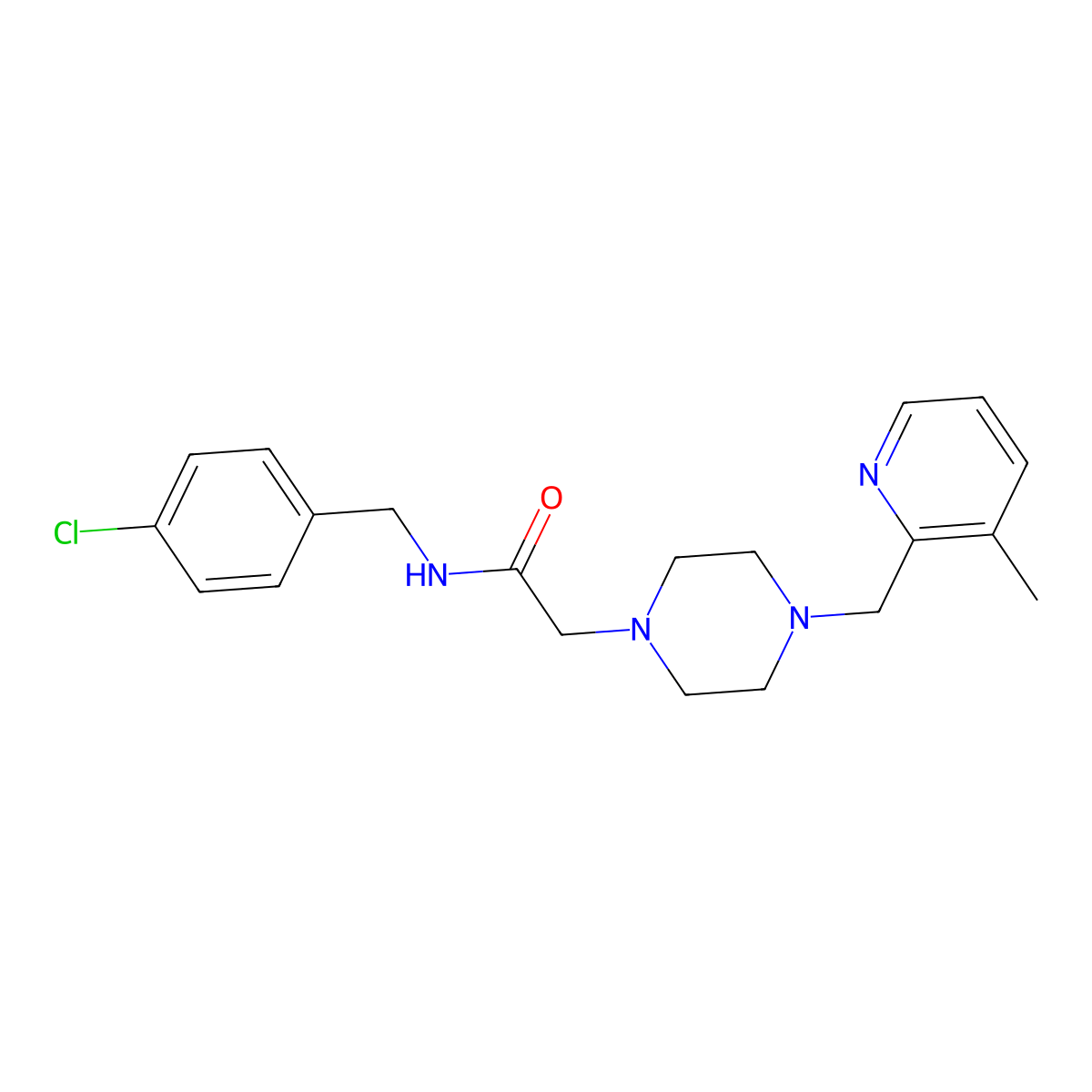 N-[(4-chlorophenyl)methyl]-2-{4-[(3-methylpyridin-2-yl)methyl]piperazin-1-yl}acetamide molecular structure, CAS 2877681-03-1