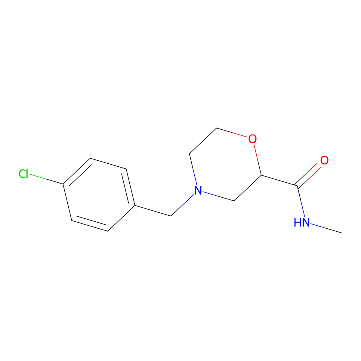 4-[(4-chlorophenyl)methyl]-N-methylmorpholine-2-carboxamide molecular structure, CAS 2877681-13-3