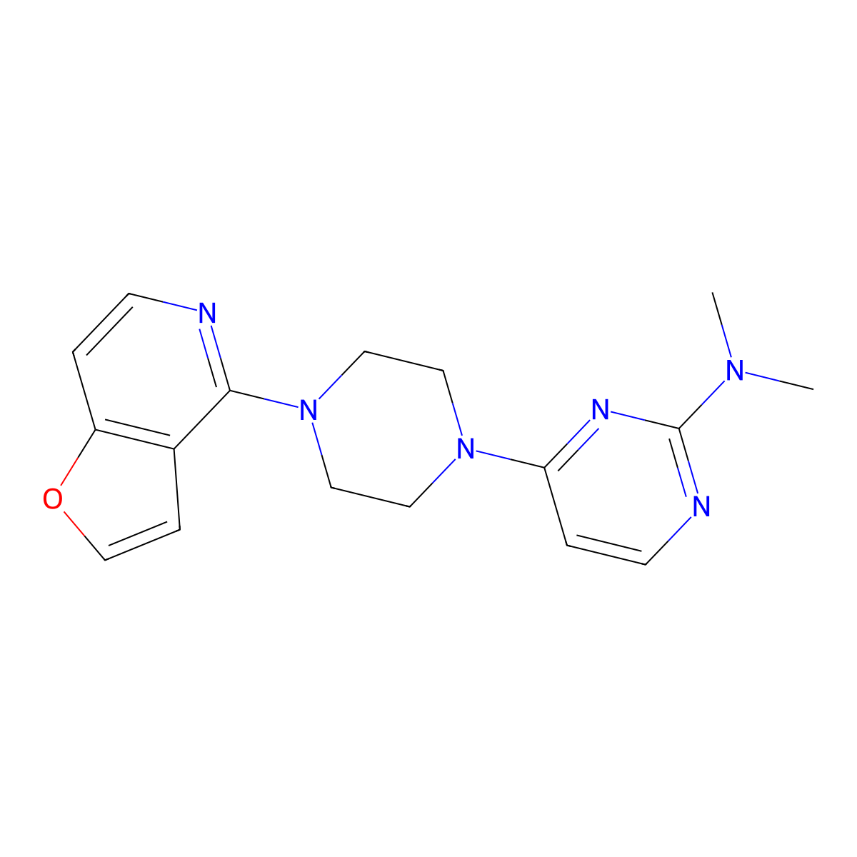 4-(4-{furo[3,2-c]pyridin-4-yl}piperazin-1-yl)-N,N-dimethylpyrimidin-2-amine molecular structure, CAS 2877681-17-7
