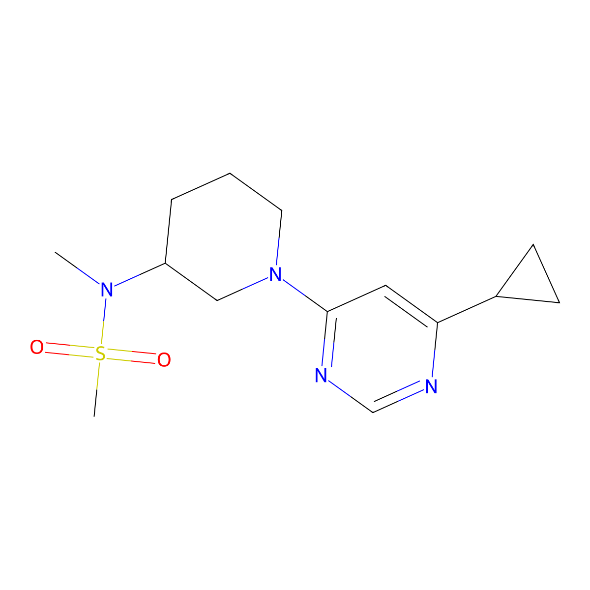 N-[1-(6-cyclopropylpyrimidin-4-yl)piperidin-3-yl]-N-methylmethanesulfonamide molecular structure, CAS 2877681-19-9