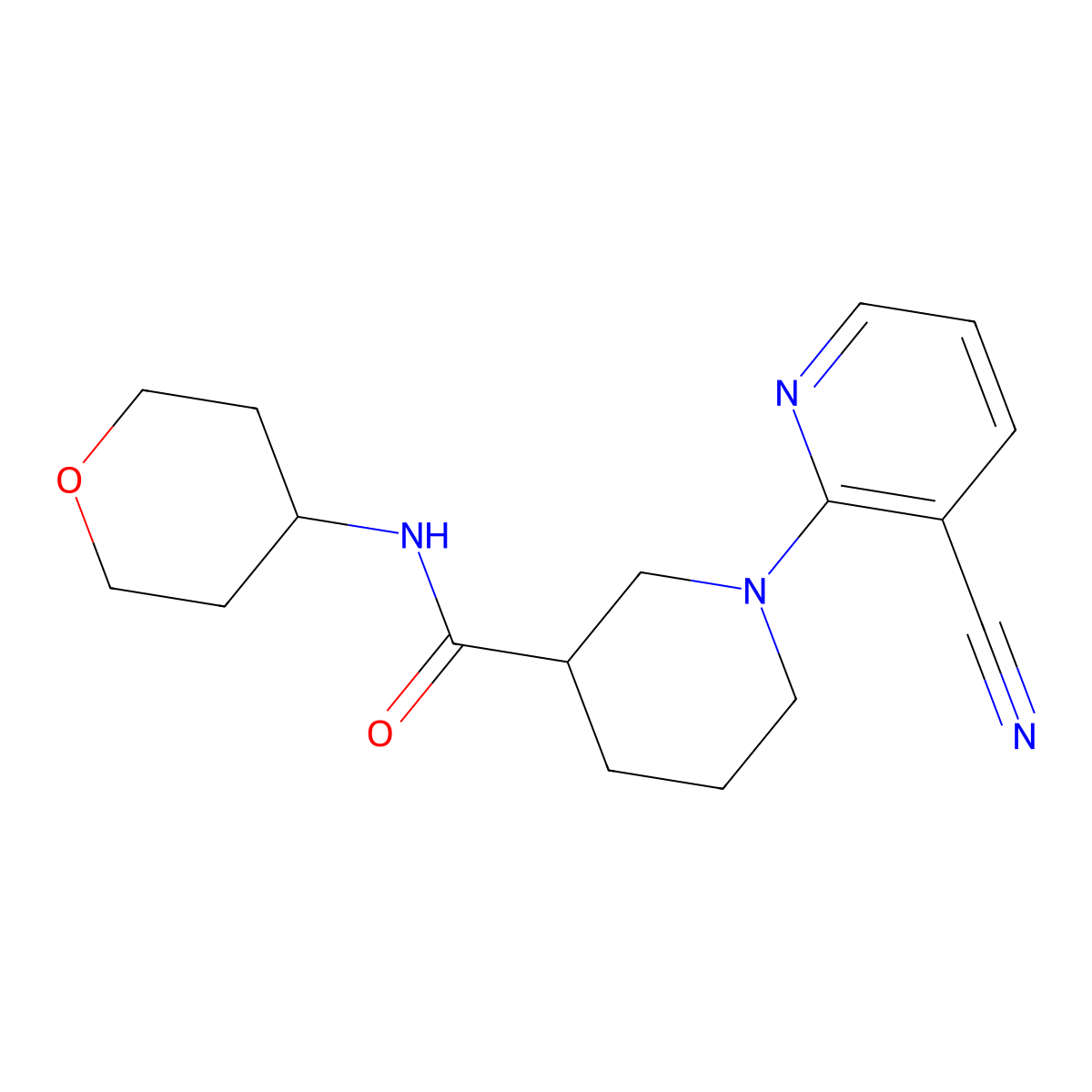 1-(3-cyanopyridin-2-yl)-N-(oxan-4-yl)piperidine-3-carboxamide molecular structure, CAS 2877681-22-4