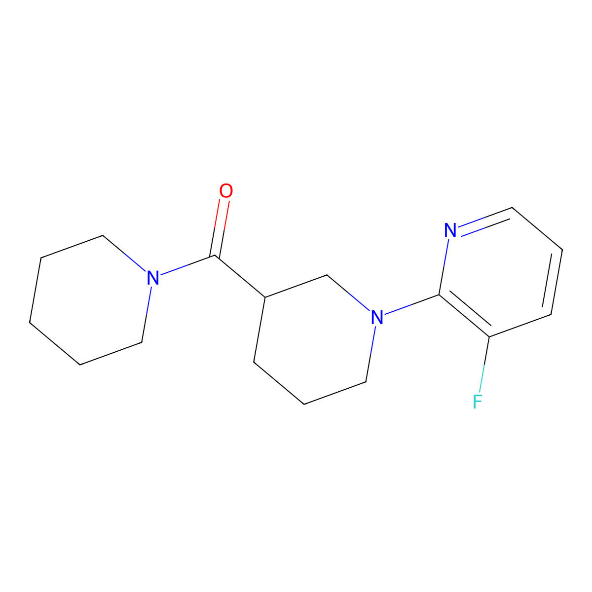 3-Fluoro-2-[3-(piperidine-1-carbonyl)piperidin-1-yl]pyridine molecular structure, CAS 2877681-23-5