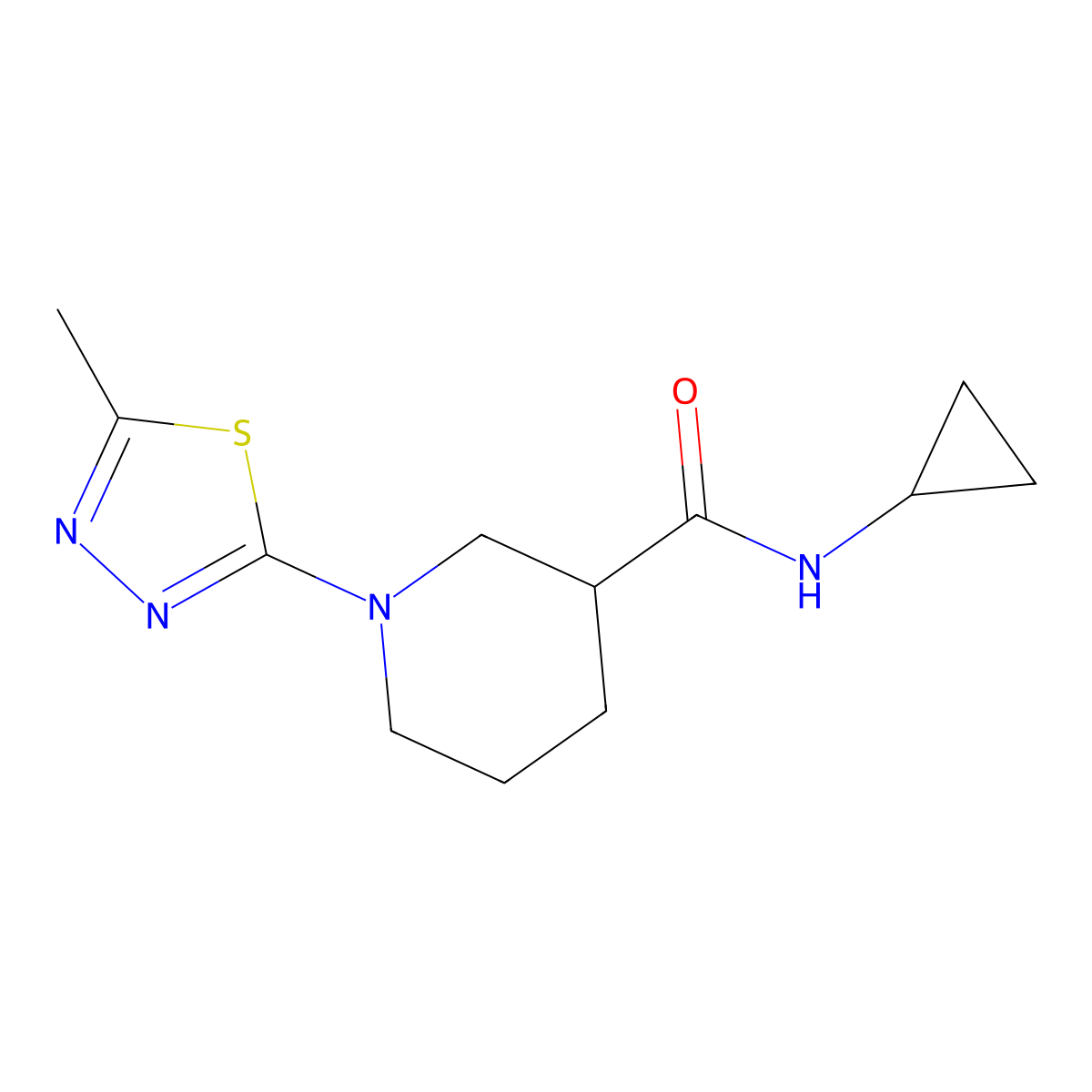 N-cyclopropyl-1-(5-methyl-1,3,4-thiadiazol-2-yl)piperidine-3-carboxamide molecular structure, CAS 2877681-24-6