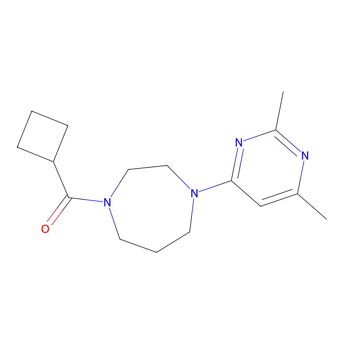 1-Cyclobutanecarbonyl-4-(2,6-dimethylpyrimidin-4-yl)-1,4-diazepane molecular structure, CAS 2877681-25-7