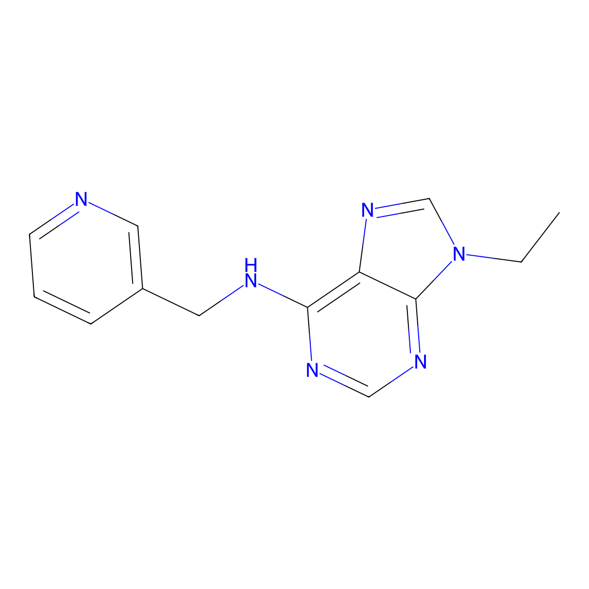 9-ethyl-N-[(pyridin-3-yl)methyl]-9H-purin-6-amine molecular structure, CAS 2877681-27-9