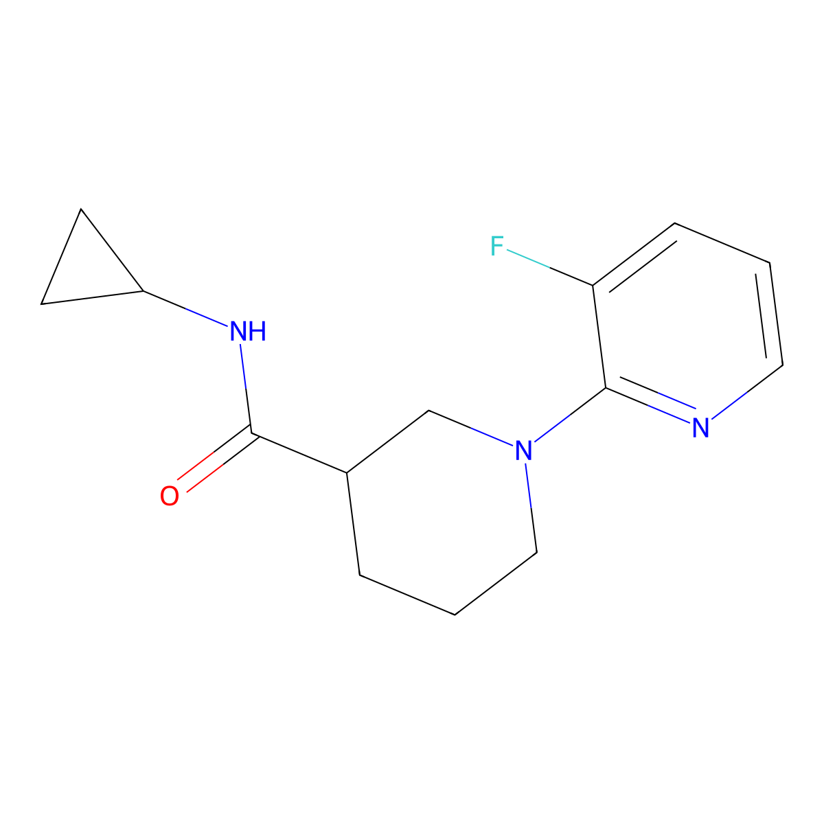 N-cyclopropyl-1-(3-fluoropyridin-2-yl)piperidine-3-carboxamide molecular structure, CAS 2877681-29-1
