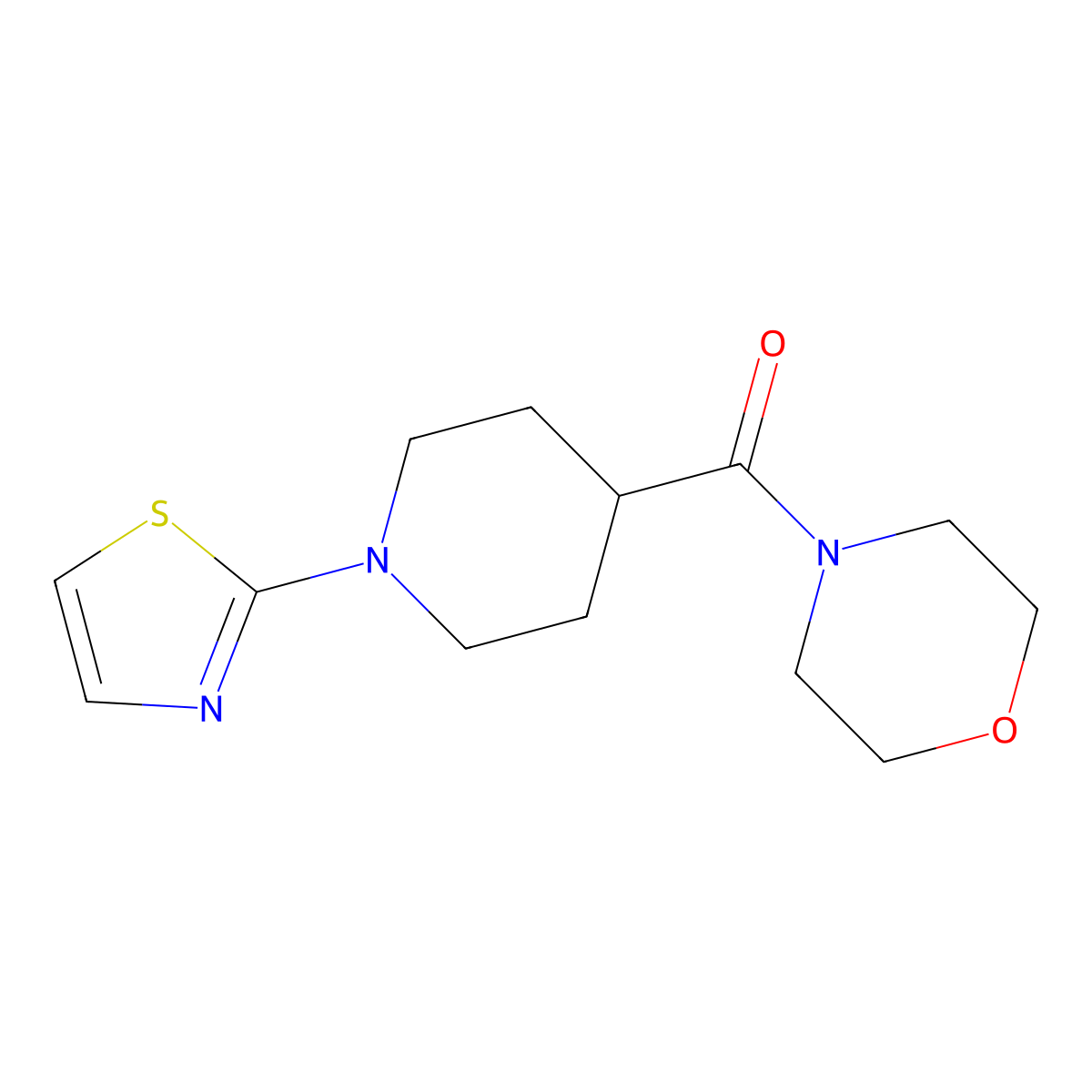 4-[1-(1,3-Thiazol-2-yl)piperidine-4-carbonyl]morpholine molecular structure, CAS 2877681-35-9