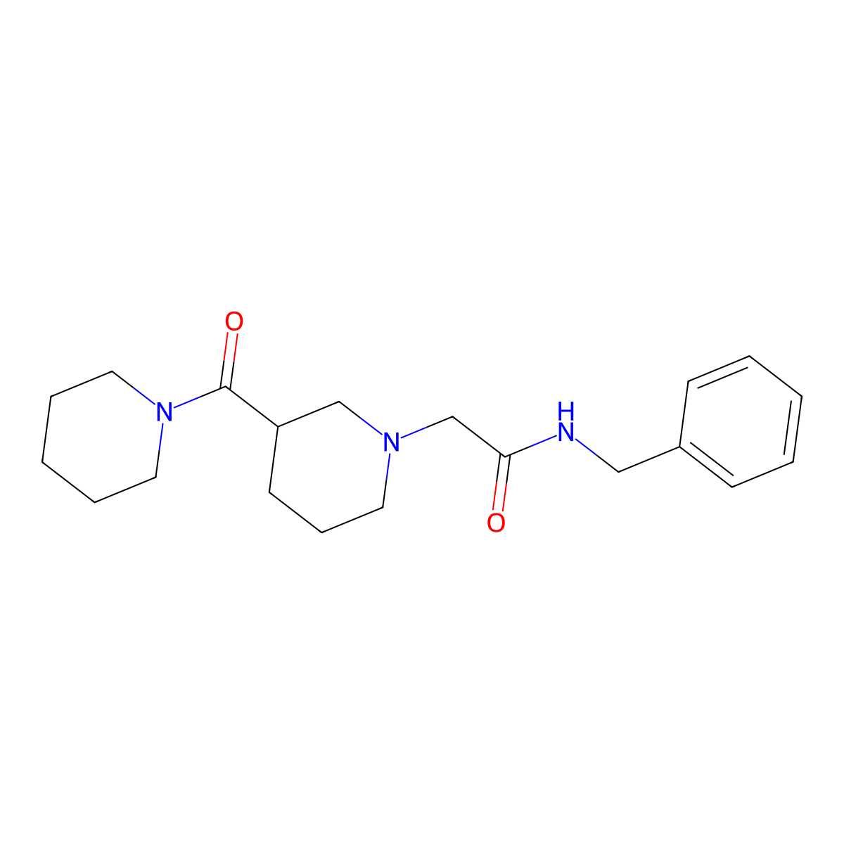 N-benzyl-2-[3-(piperidine-1-carbonyl)piperidin-1-yl]acetamide molecular structure, CAS 2877681-42-8