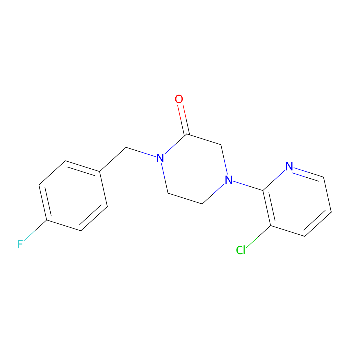 4-(3-Chloropyridin-2-yl)-1-[(4-fluorophenyl)methyl]piperazin-2-one molecular structure, CAS 2877681-45-1