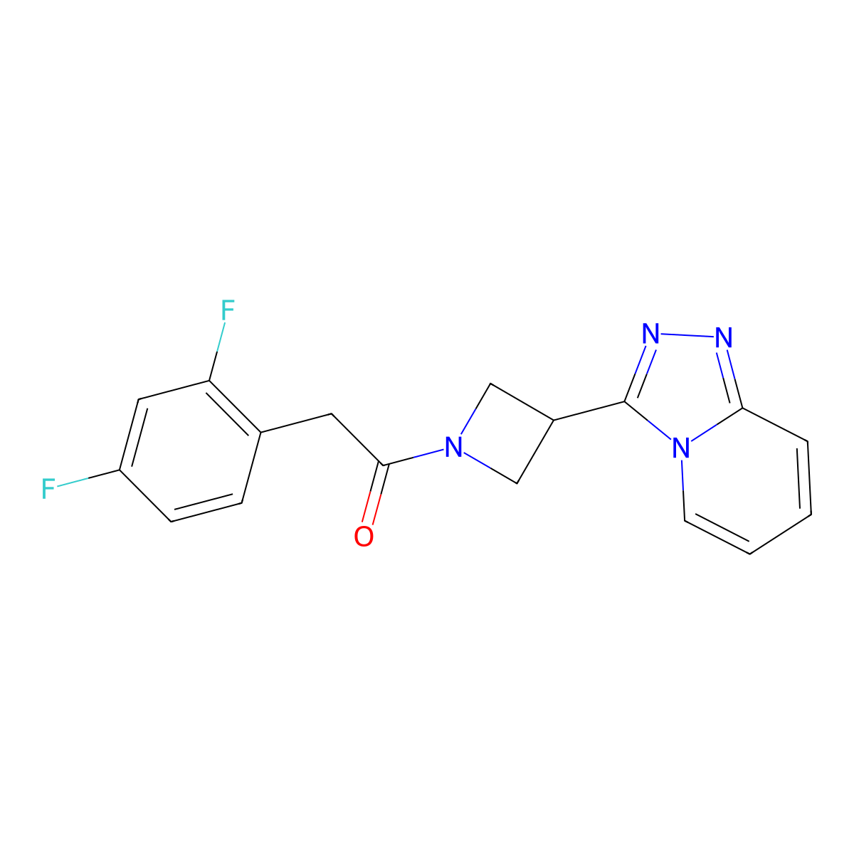 2-(2,4-Difluorophenyl)-1-(3-{[1,2,4]triazolo[4,3-a]pyridin-3-yl}azetidin-1-yl)ethan-1-one molecular structure, CAS 2877681-56-4