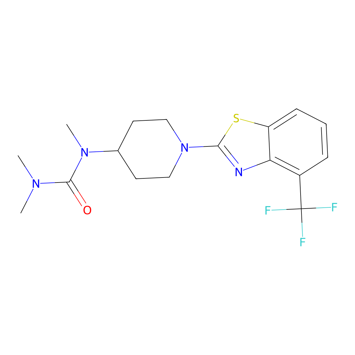1,3,3-Trimethyl-1-{1-[4-(trifluoromethyl)-1,3-benzothiazol-2-yl]piperidin-4-yl}urea molecular structure, CAS 2877681-62-2
