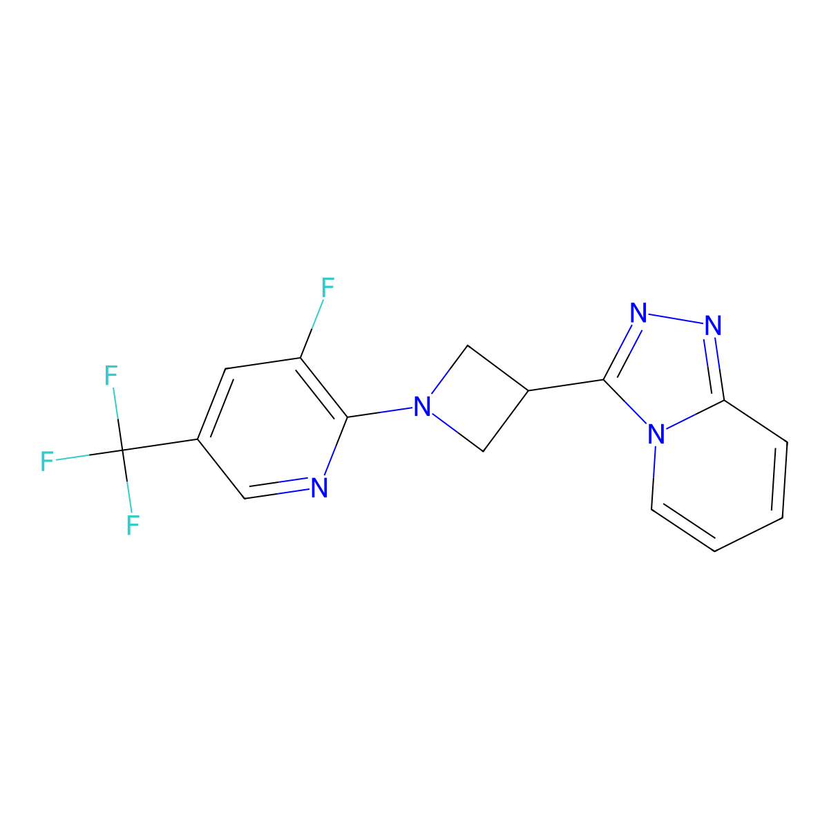 3-Fluoro-2-(3-{[1,2,4]triazolo[4,3-a]pyridin-3-yl}azetidin-1-yl)-5-(trifluoromethyl)pyridine molecular structure, CAS 2877681-65-5
