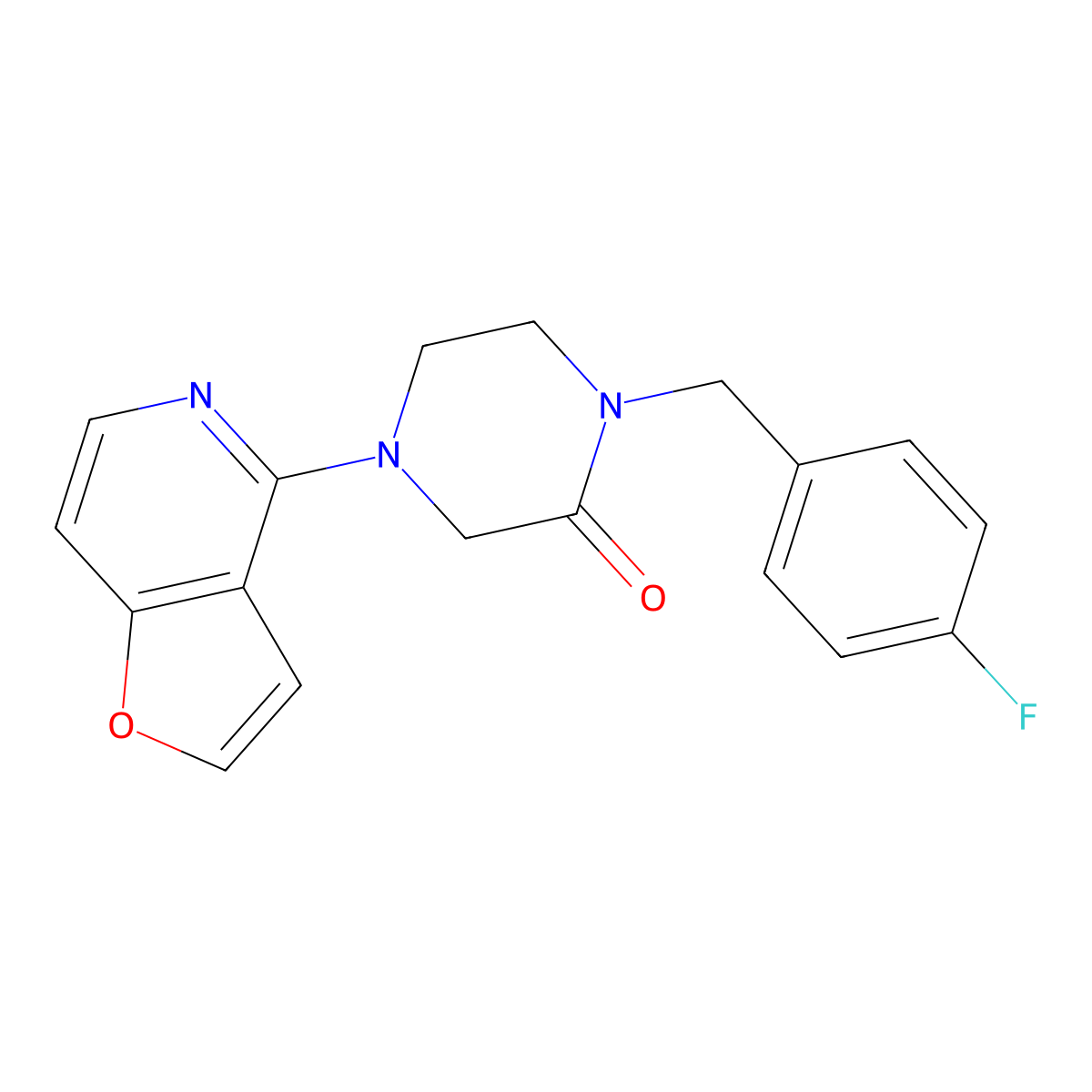 1-[(4-Fluorophenyl)methyl]-4-{furo[3,2-c]pyridin-4-yl}piperazin-2-one molecular structure, CAS 2877681-69-9