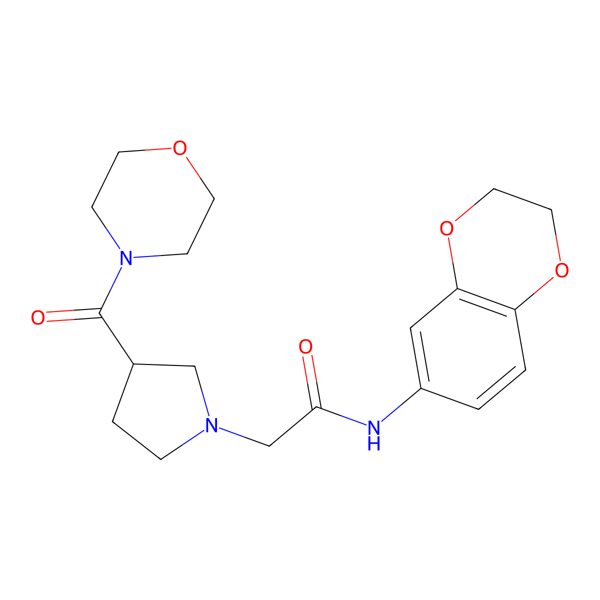 N-(2,3-dihydro-1,4-benzodioxin-6-yl)-2-[3-(morpholine-4-carbonyl)pyrrolidin-1-yl]acetamide molecular structure, CAS 2877681-70-2