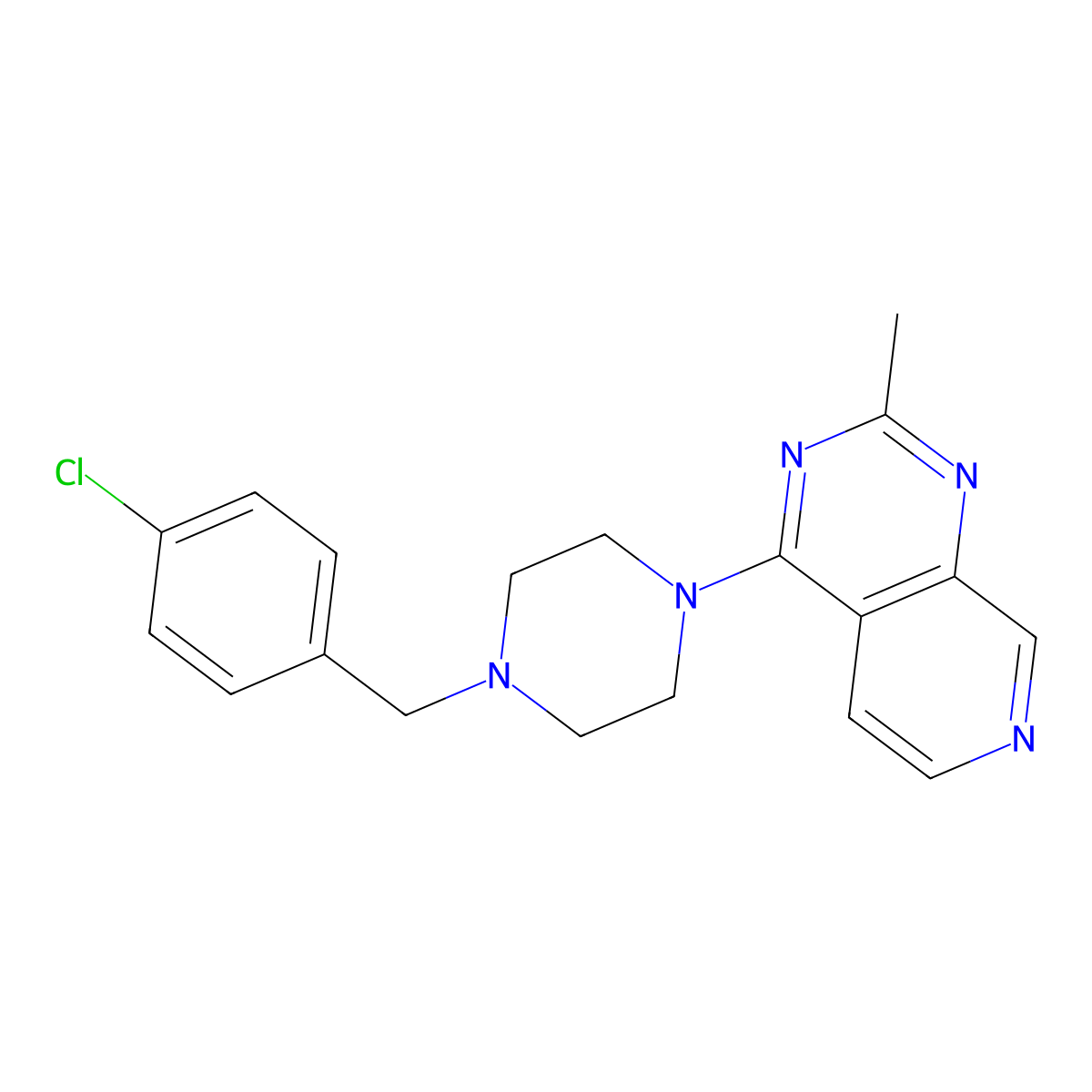 1-[(4-Chlorophenyl)methyl]-4-{2-methylpyrido[3,4-d]pyrimidin-4-yl}piperazine molecular structure, CAS 2877681-73-5