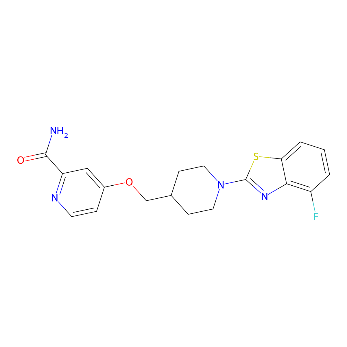 4-{[1-(4-Fluoro-1,3-benzothiazol-2-yl)piperidin-4-yl]methoxy}pyridine-2-carboxamide molecular structure, CAS 2877681-76-8