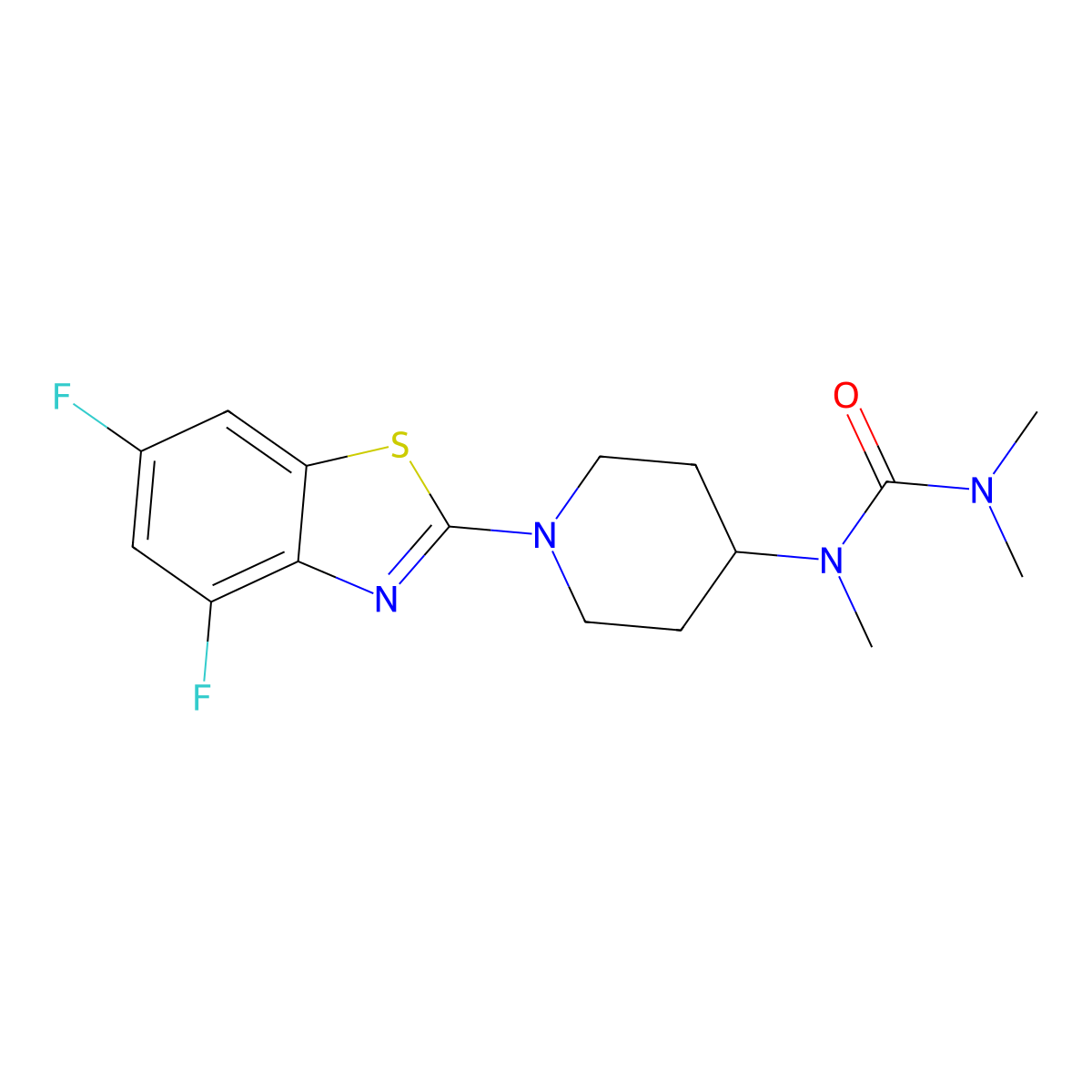 1-[1-(4,6-Difluoro-1,3-benzothiazol-2-yl)piperidin-4-yl]-1,3,3-trimethylurea molecular structure, CAS 2877681-77-9