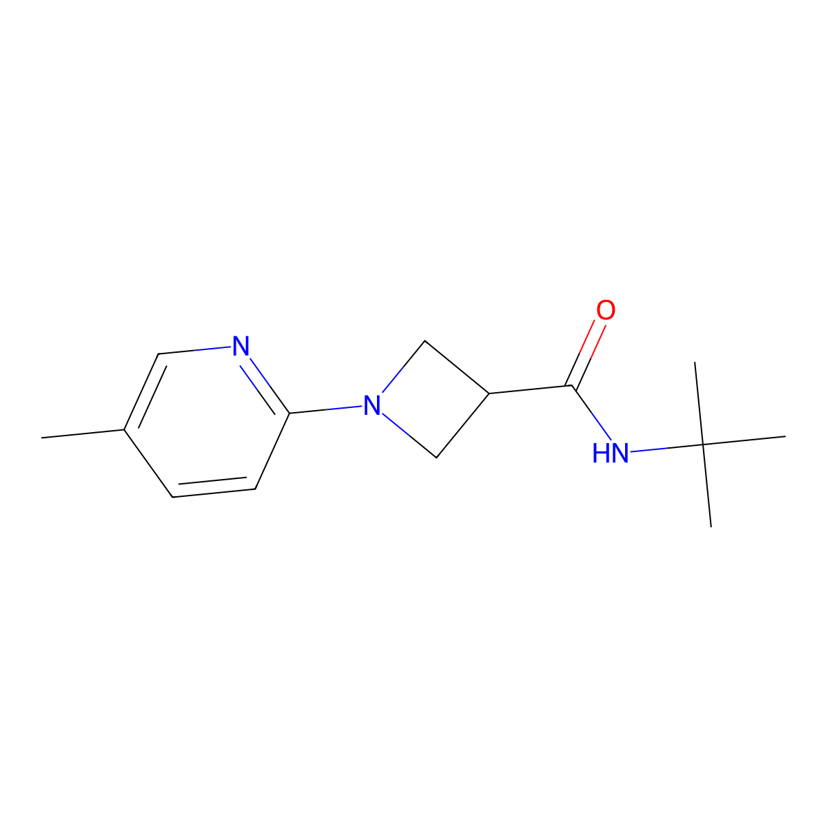 N-tert-butyl-1-(5-methylpyridin-2-yl)azetidine-3-carboxamide molecular structure, CAS 2877681-89-3