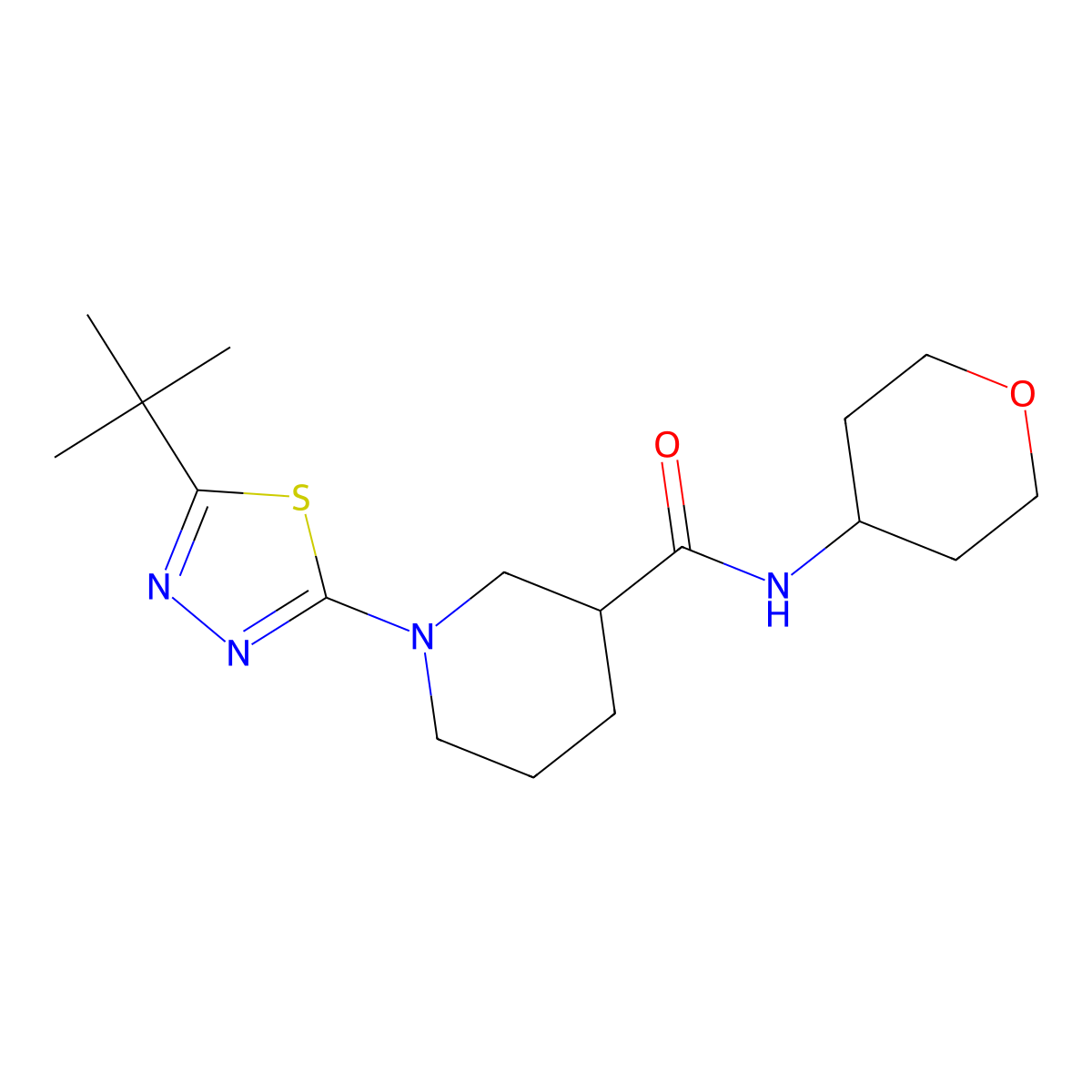 1-(5-tert-butyl-1,3,4-thiadiazol-2-yl)-N-(oxan-4-yl)piperidine-3-carboxamide molecular structure, CAS 2877681-94-0