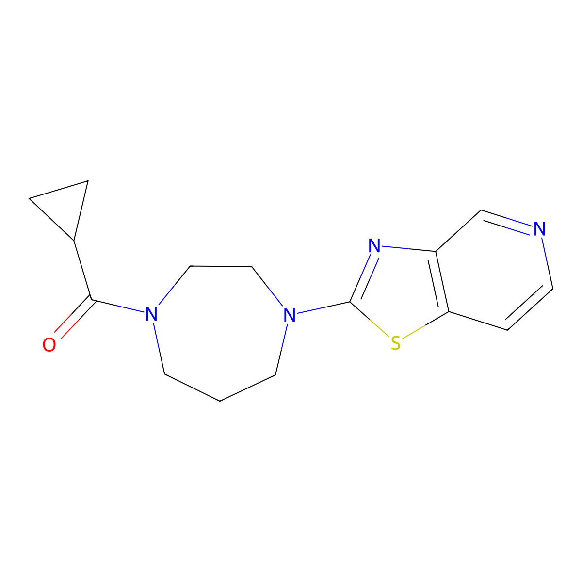 1-Cyclopropanecarbonyl-4-{[1,3]thiazolo[4,5-c]pyridin-2-yl}-1,4-diazepane molecular structure, CAS 2877681-99-5