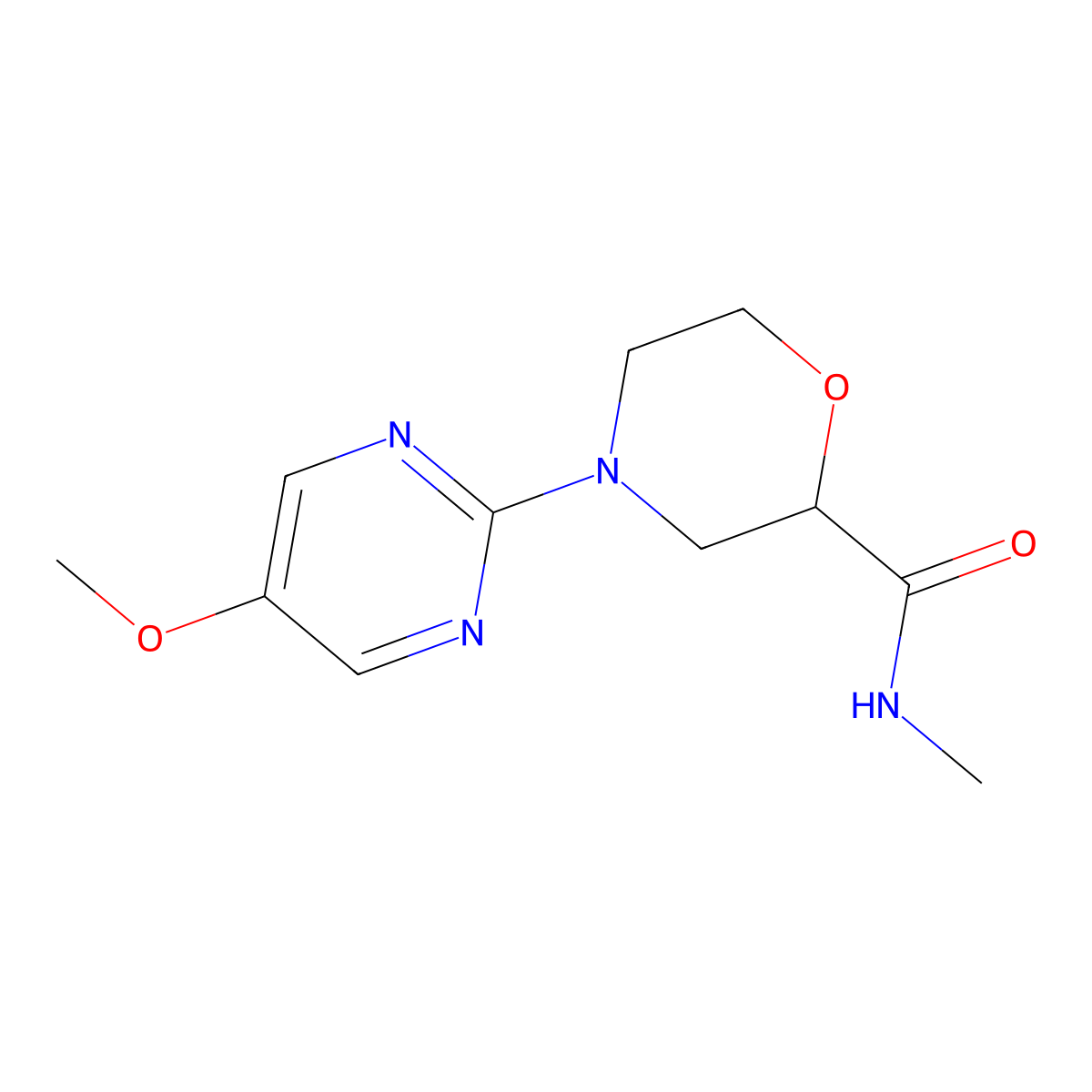 4-(5-methoxypyrimidin-2-yl)-N-methylmorpholine-2-carboxamide molecular structure, CAS 2877682-01-2