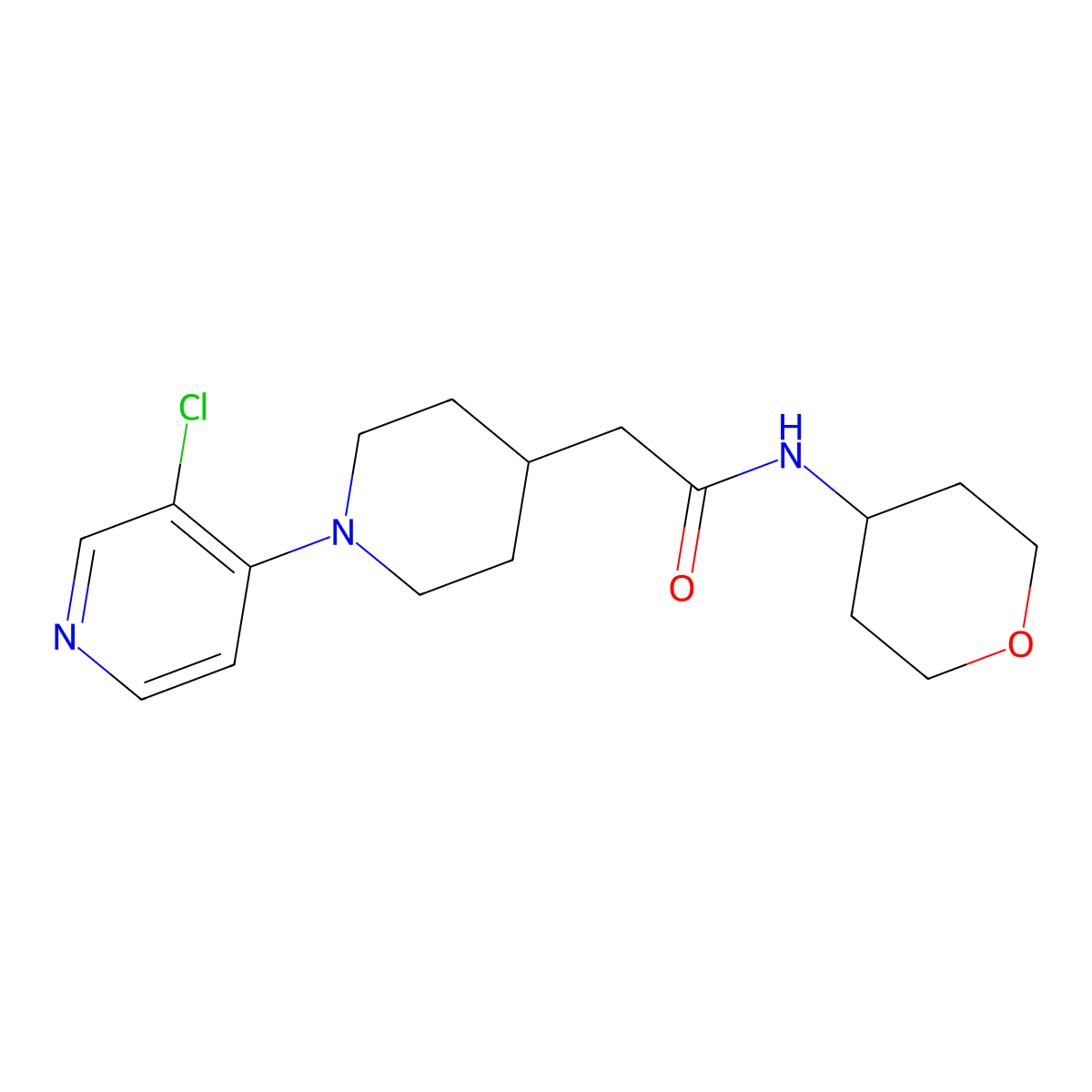 2-[1-(3-chloropyridin-4-yl)piperidin-4-yl]-N-(oxan-4-yl)acetamide molecular structure, CAS 2877682-03-4