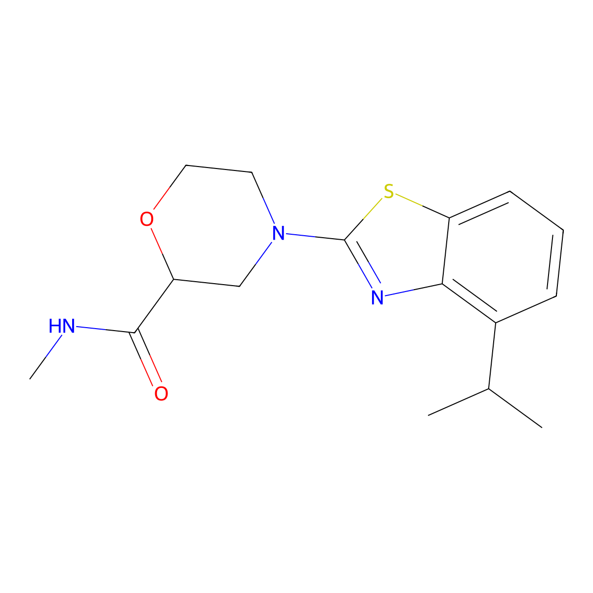 N-methyl-4-[4-(propan-2-yl)-1,3-benzothiazol-2-yl]morpholine-2-carboxamide molecular structure, CAS 2877682-15-8