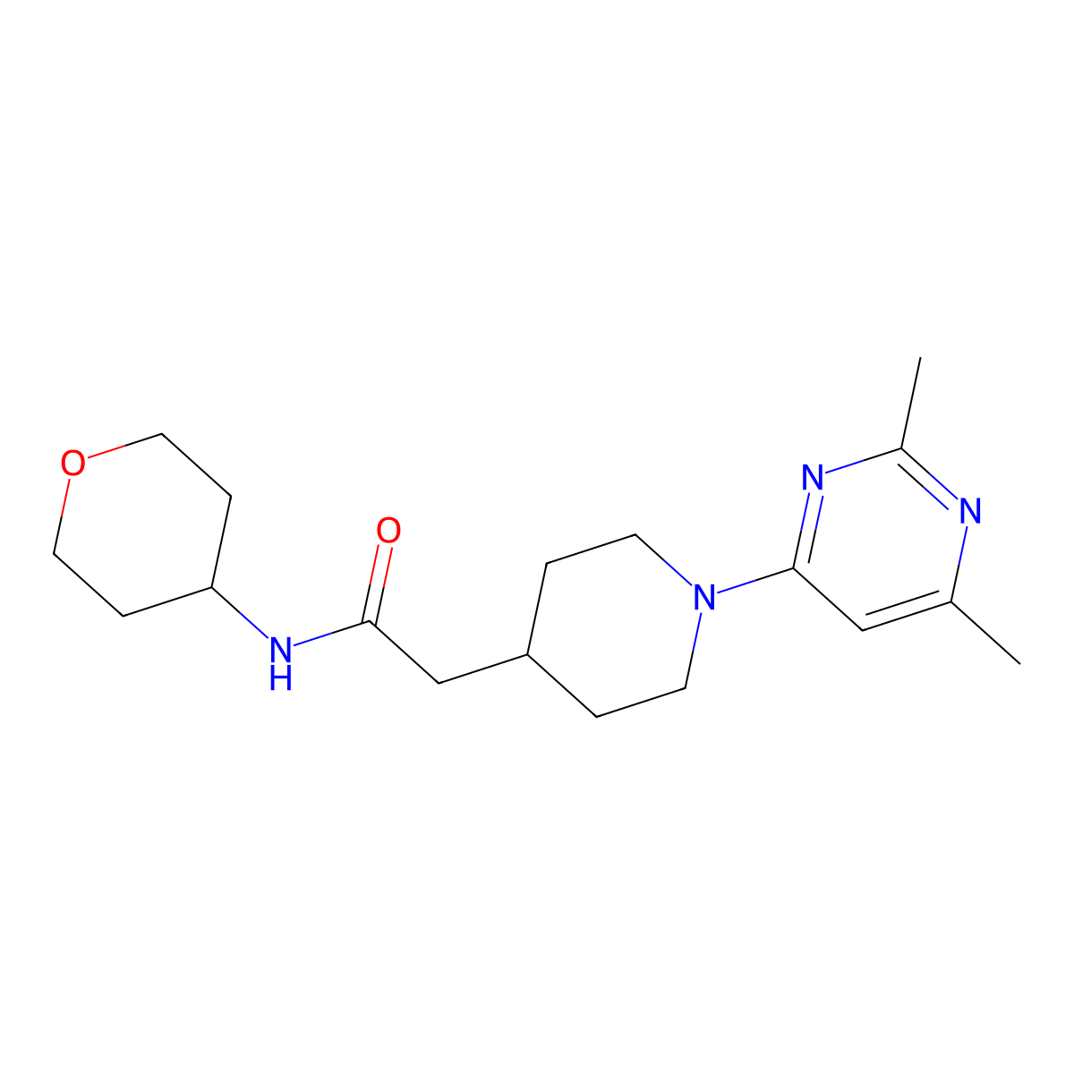 2-[1-(2,6-dimethylpyrimidin-4-yl)piperidin-4-yl]-N-(oxan-4-yl)acetamide molecular structure, CAS 2877682-16-9